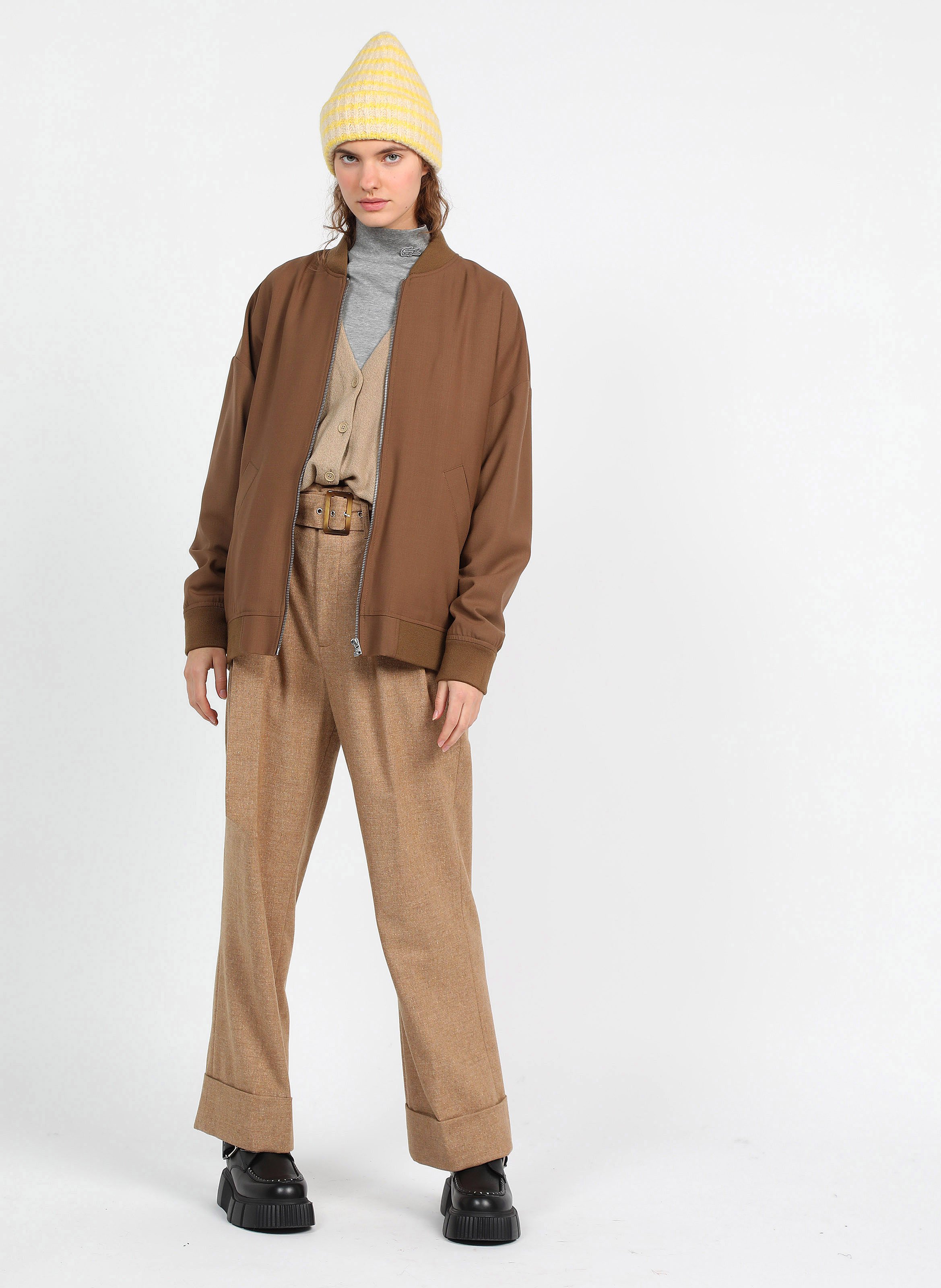 Oversized Woolblend Bomber Jacket Golden Wood Closed Women Place