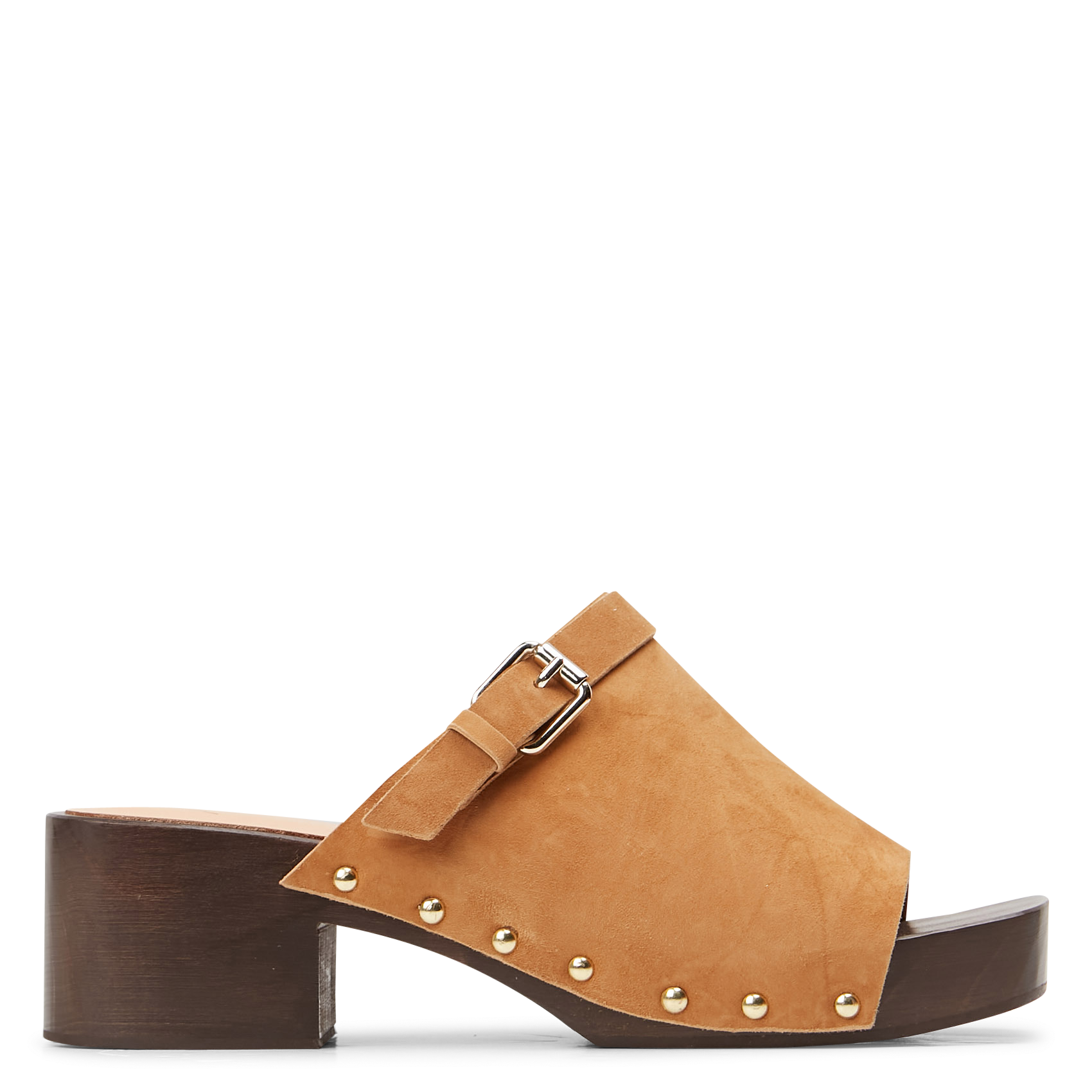 Sandales hautes à bout carré en cuir velours ANAKI Beige