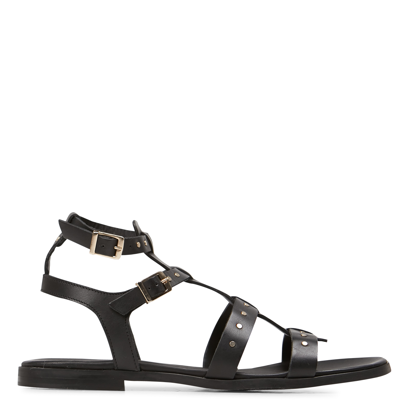 Flat leather sandals MELLOW YELLOW Black