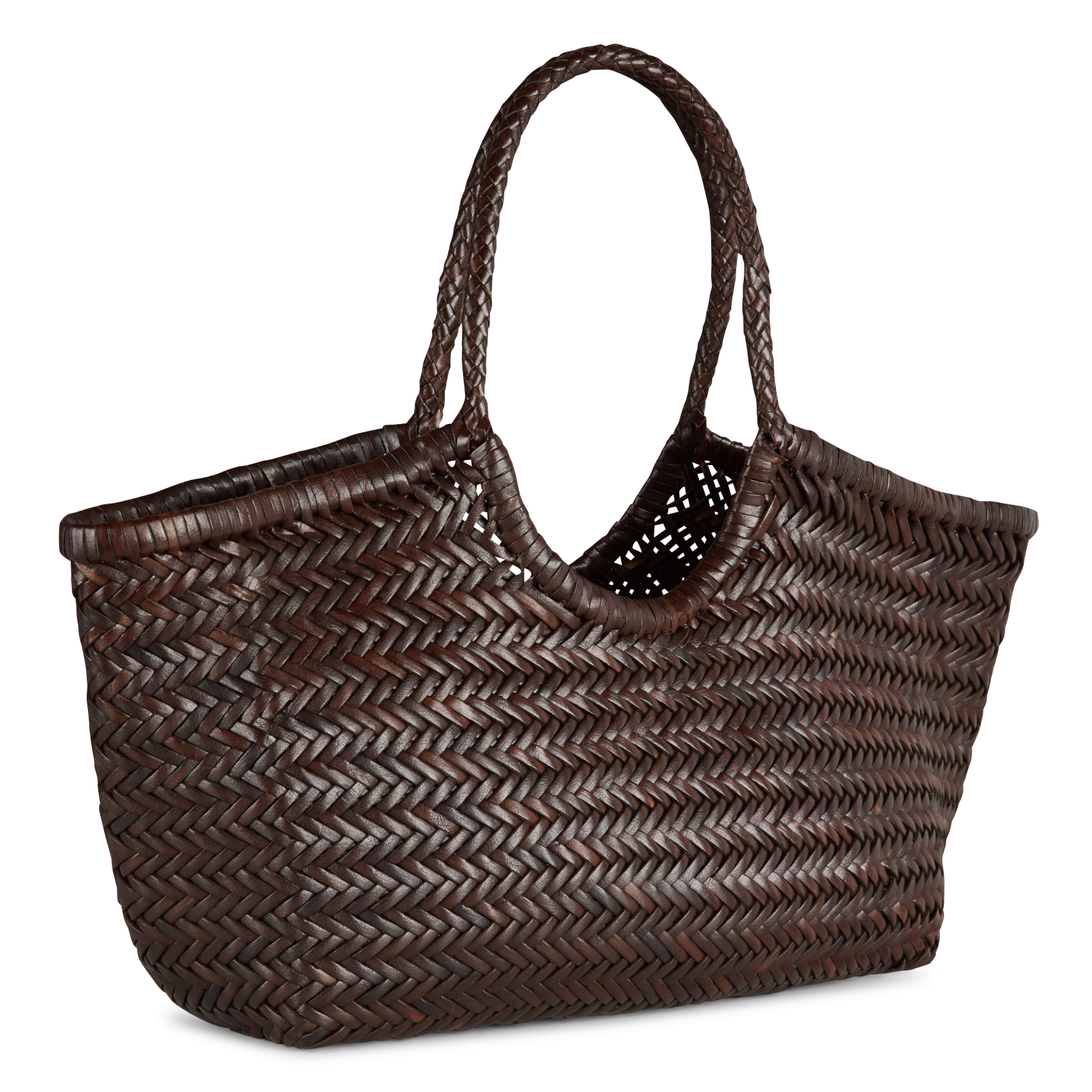 Gewebter Korb aus Leder DRAGON DIFFUSION Braun