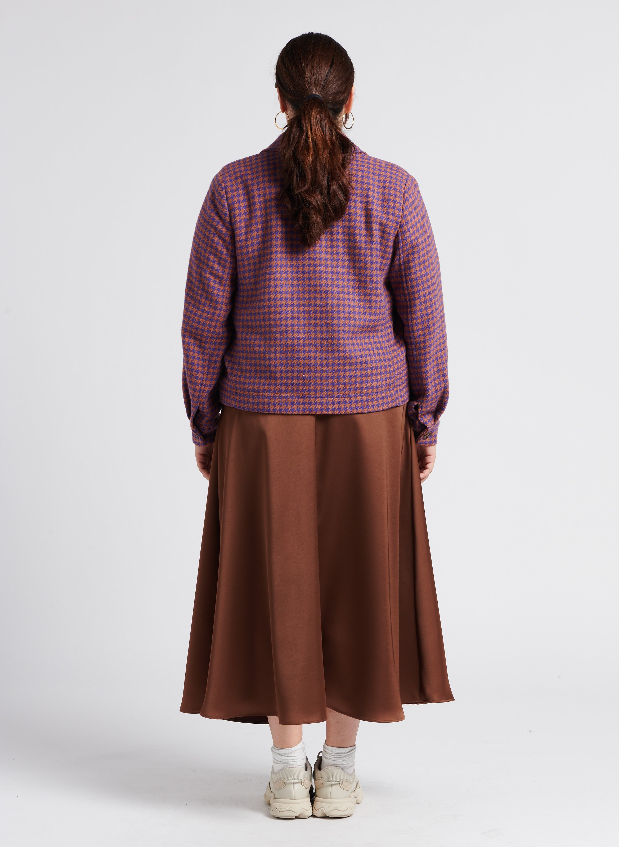 Blazer aus Baumwoll-Mix mit Hahnentrittmuster PERSONA by Marina Rinaldi Violett