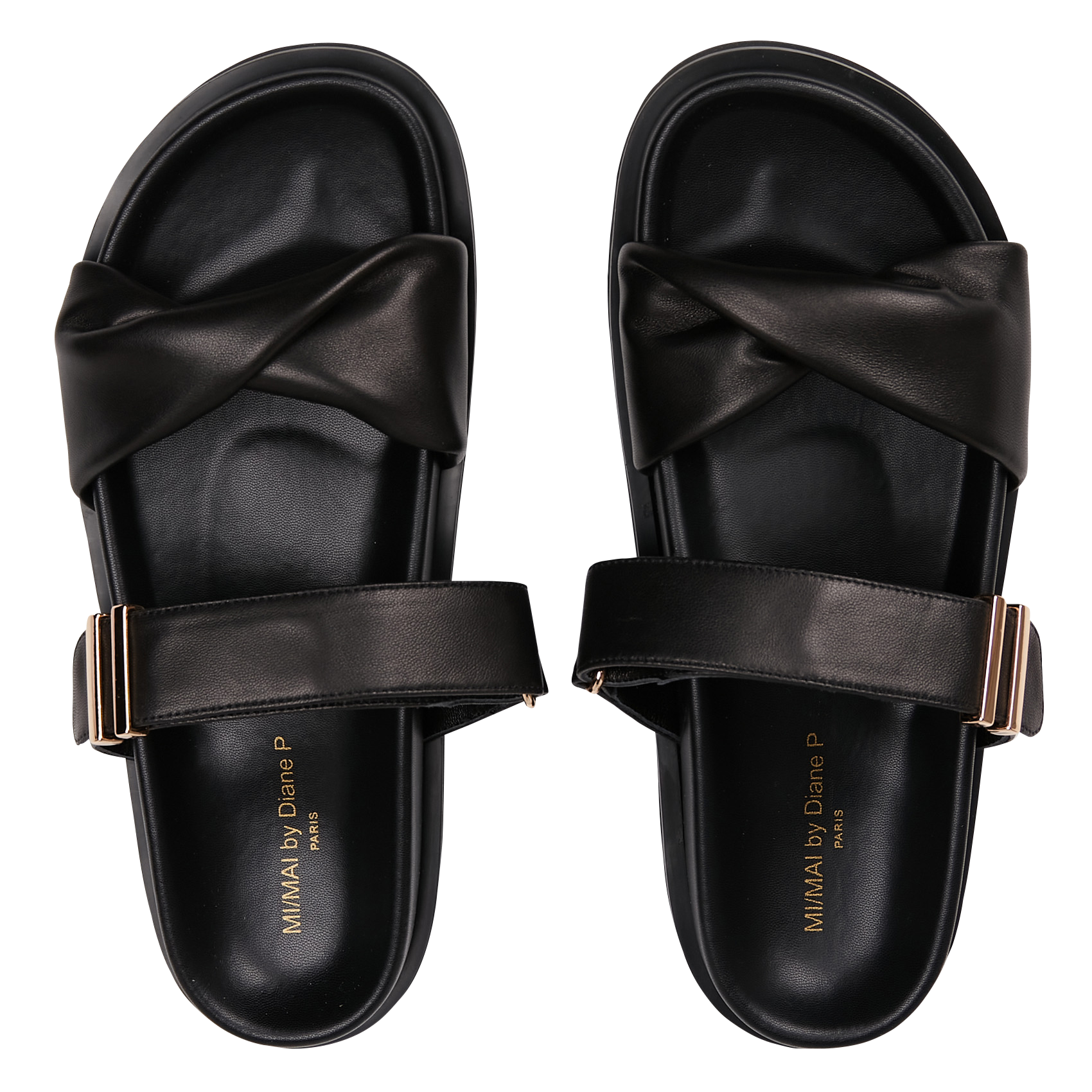 Mules plates en cuir d&#039;agneau  MI/MAI Noir