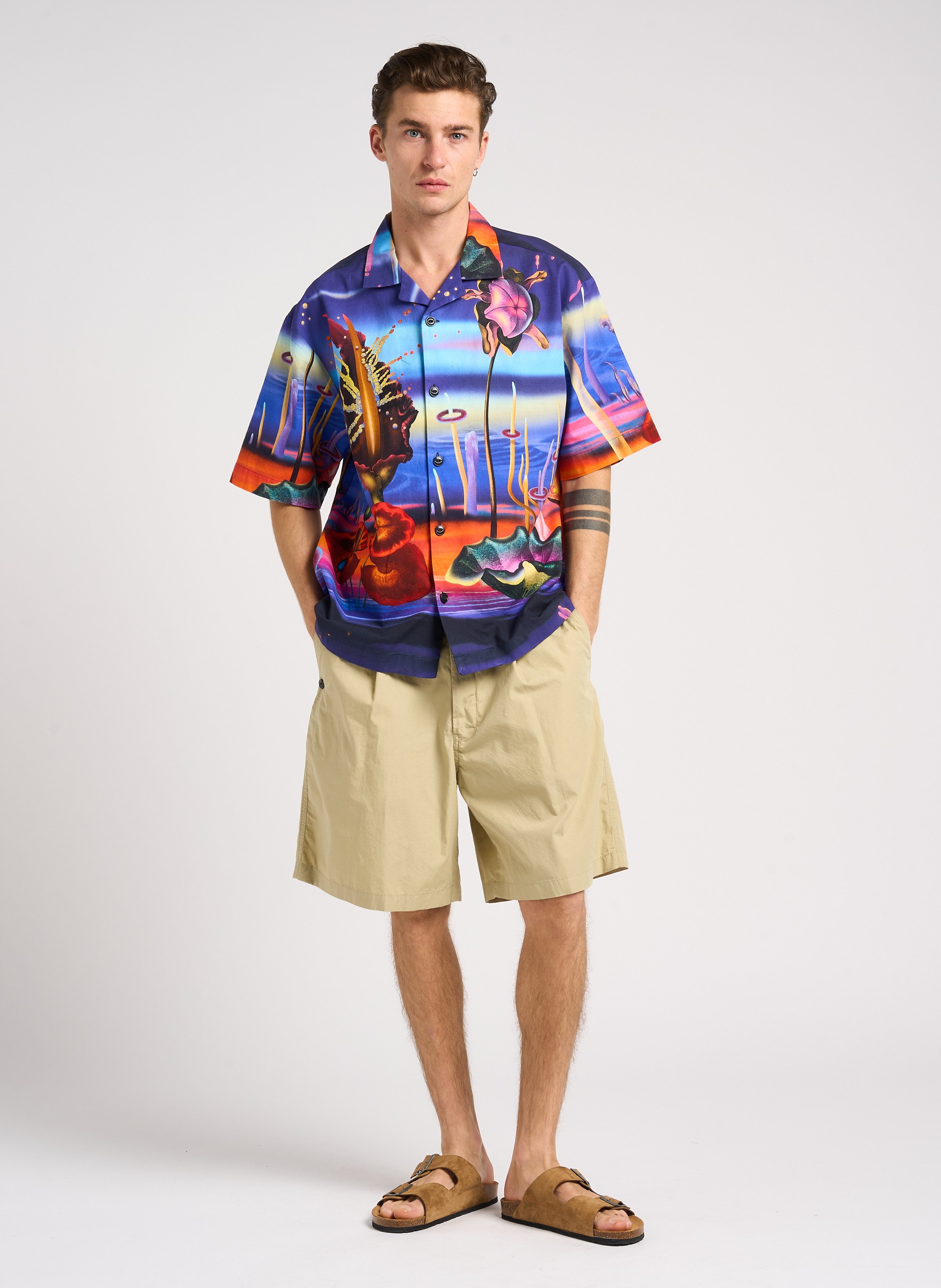Short-sleeved printed cotton shirt EDWIN Multicolored