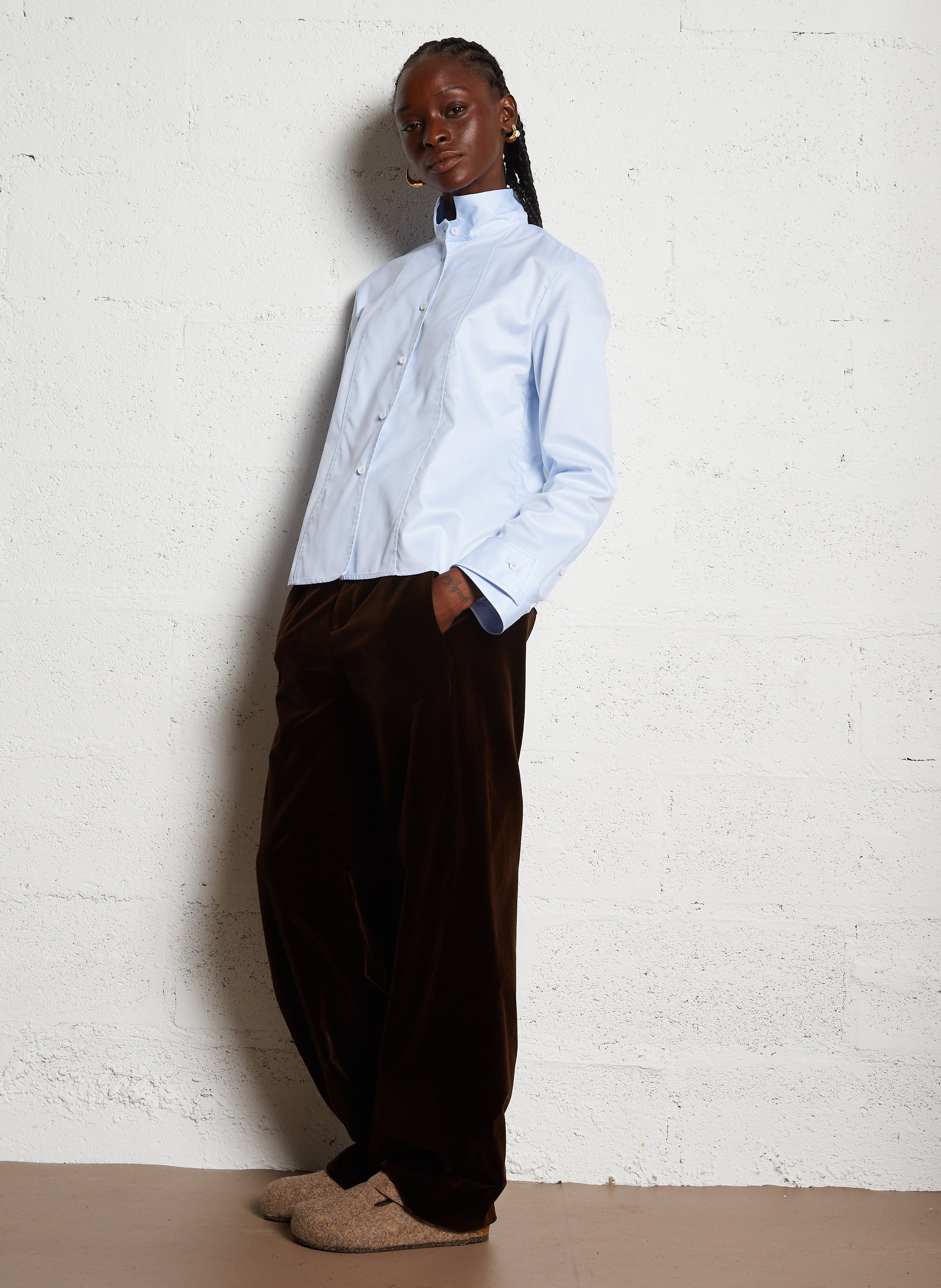 Chemise col classique en coton MARGAUX LONNBERG Bleu