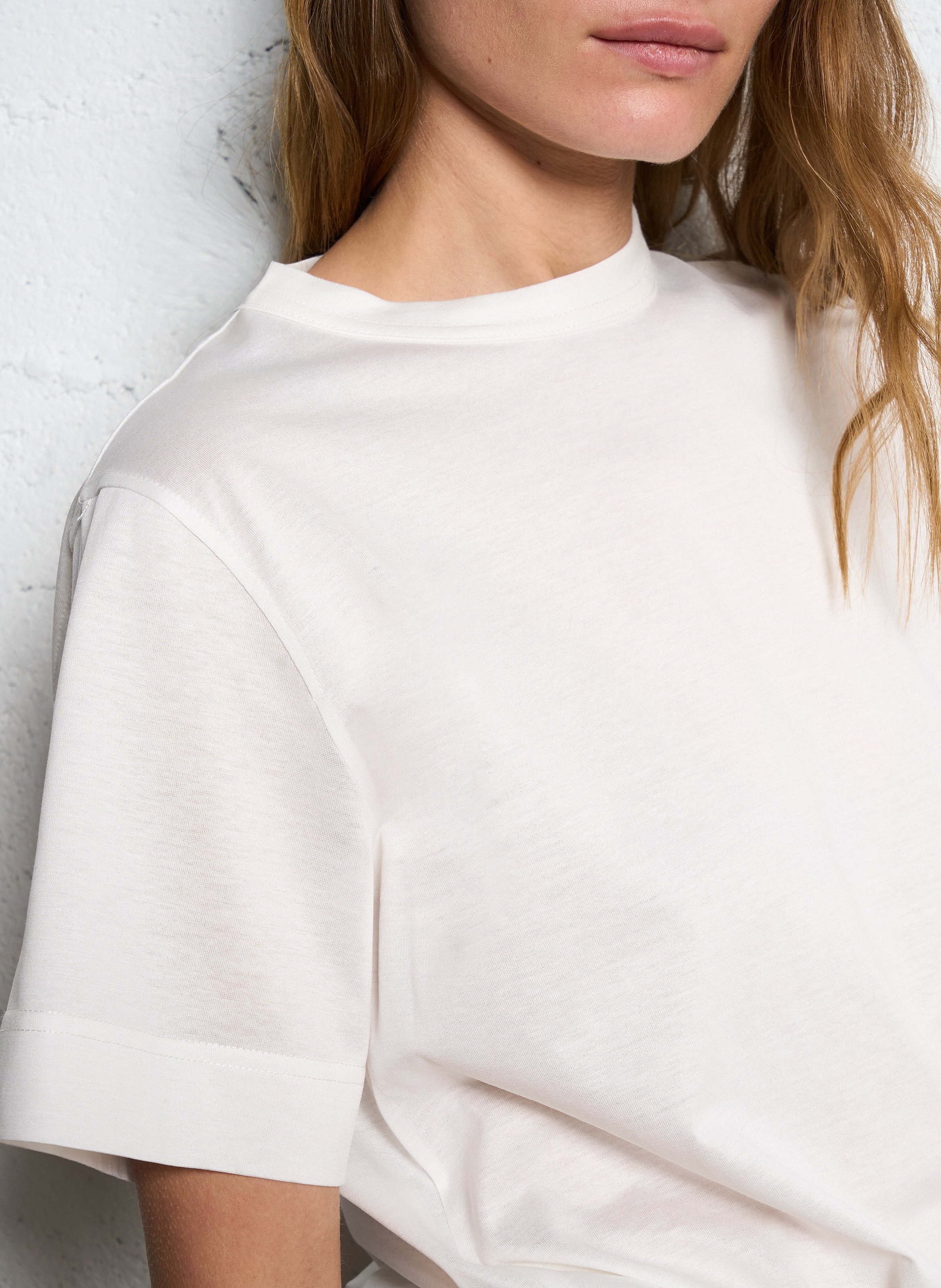 Tee shirt à col rond en coton   SOEUR Blanc