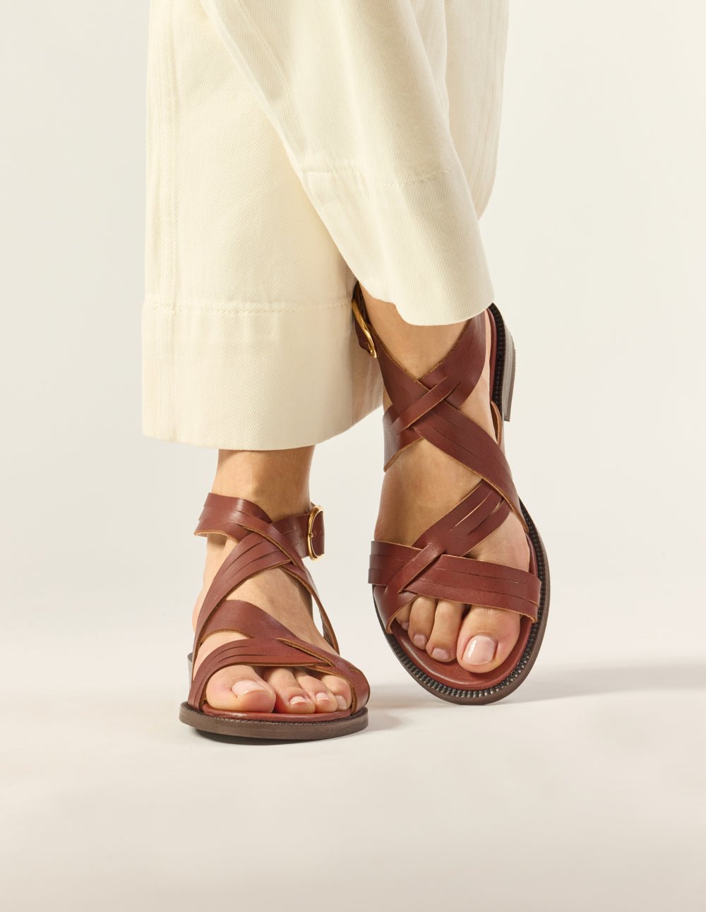 Faux leather sandals ODAJE EX. M.MOUSTACHE Brown
