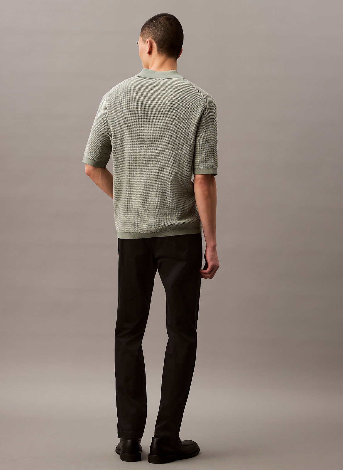 Pantalon droit en coton mélangé CALVIN KLEIN Noir