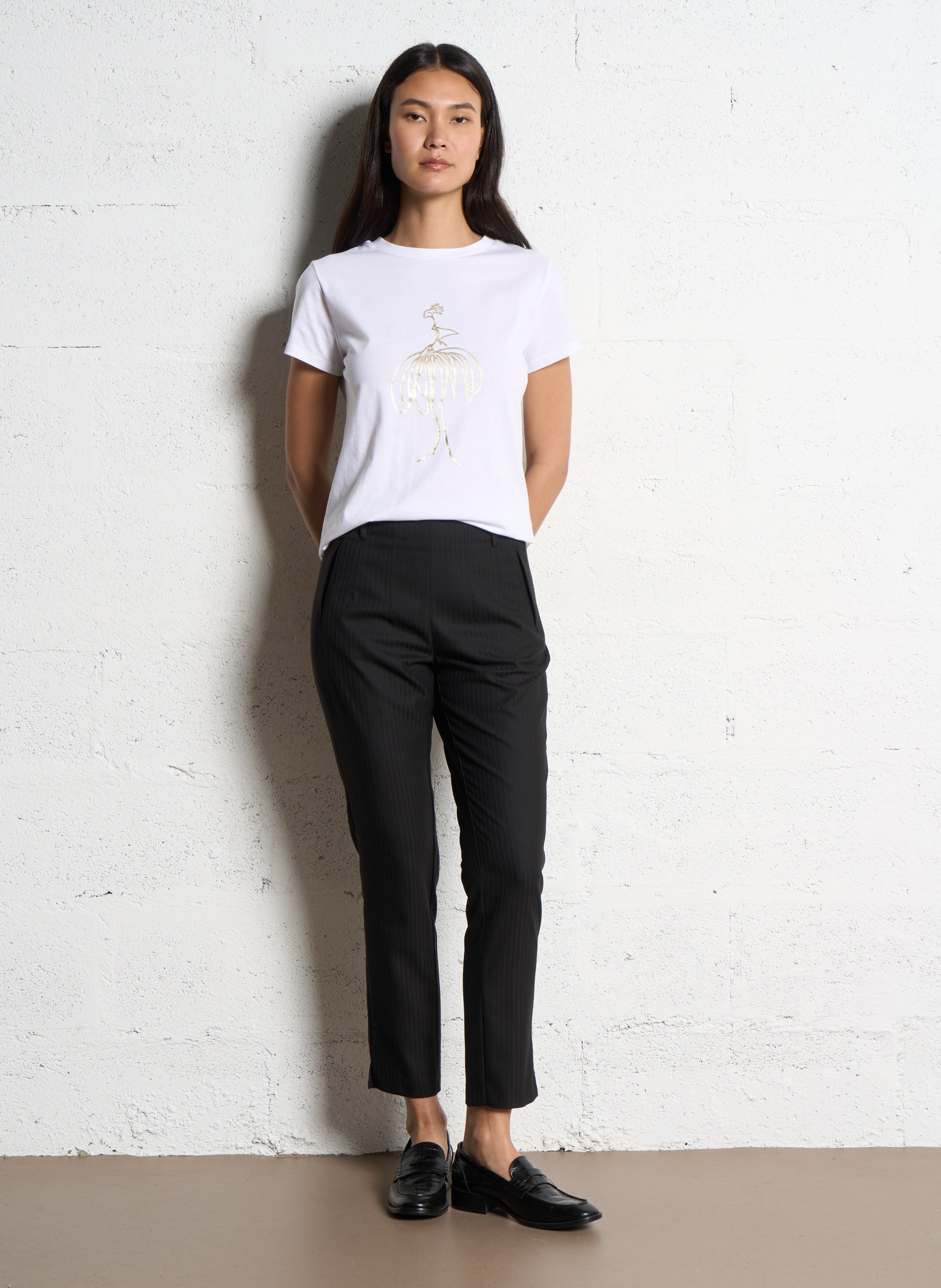 Tee-shirt col rond en coton ONE STEP Blanc