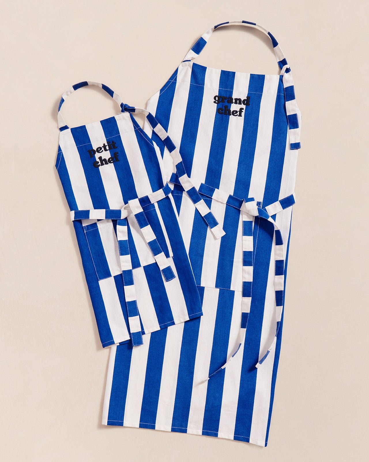 Le tablier grand chef à rayures en coton EMOI EMOI Bleu