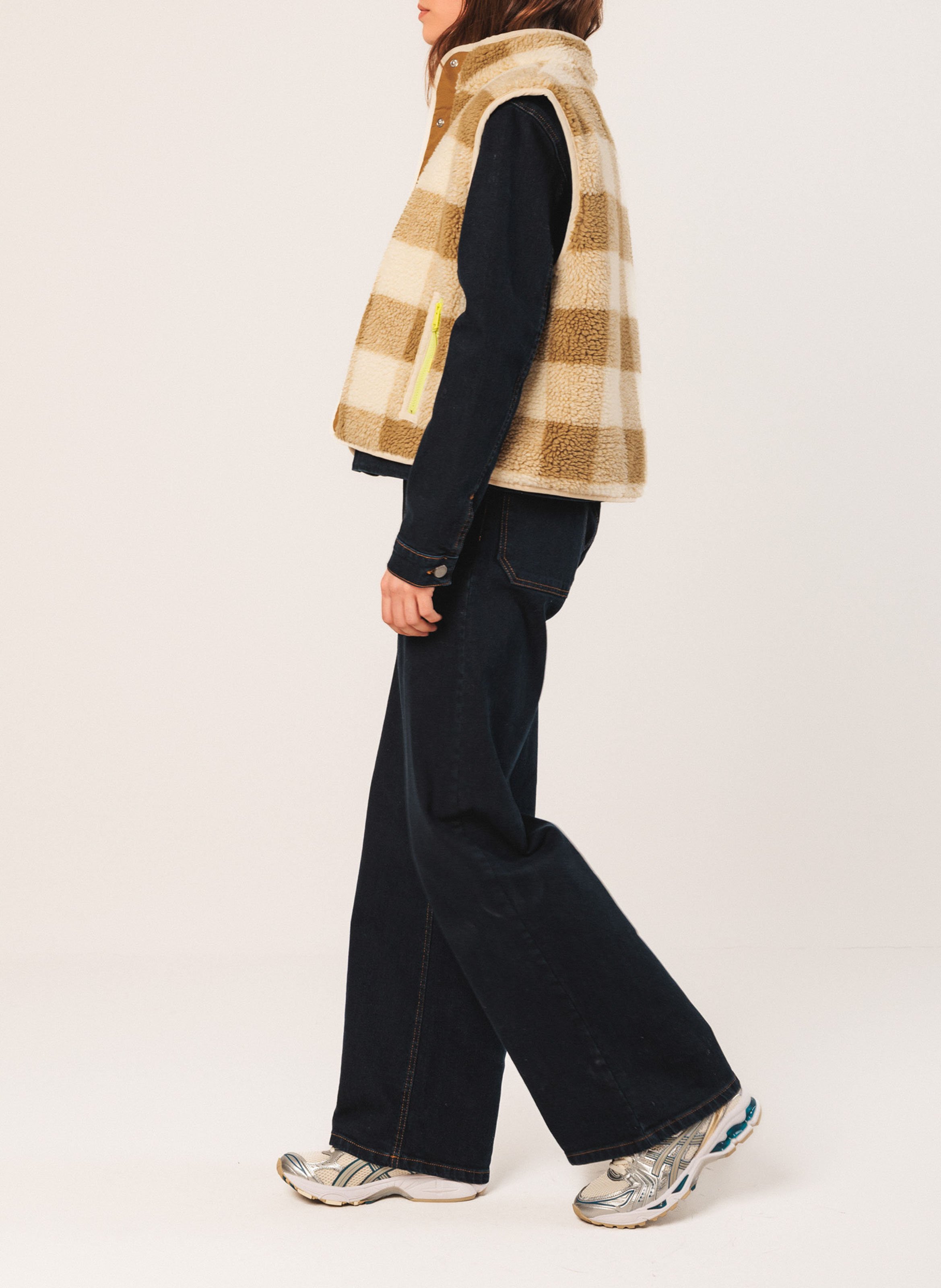 Checked gilet INDI & COLD Green