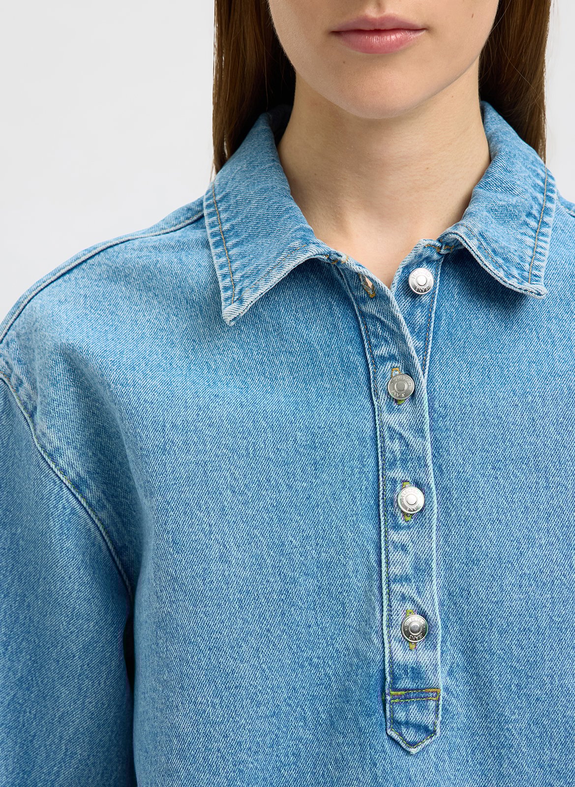 Top manches courtes en jean SELECTED Bleu