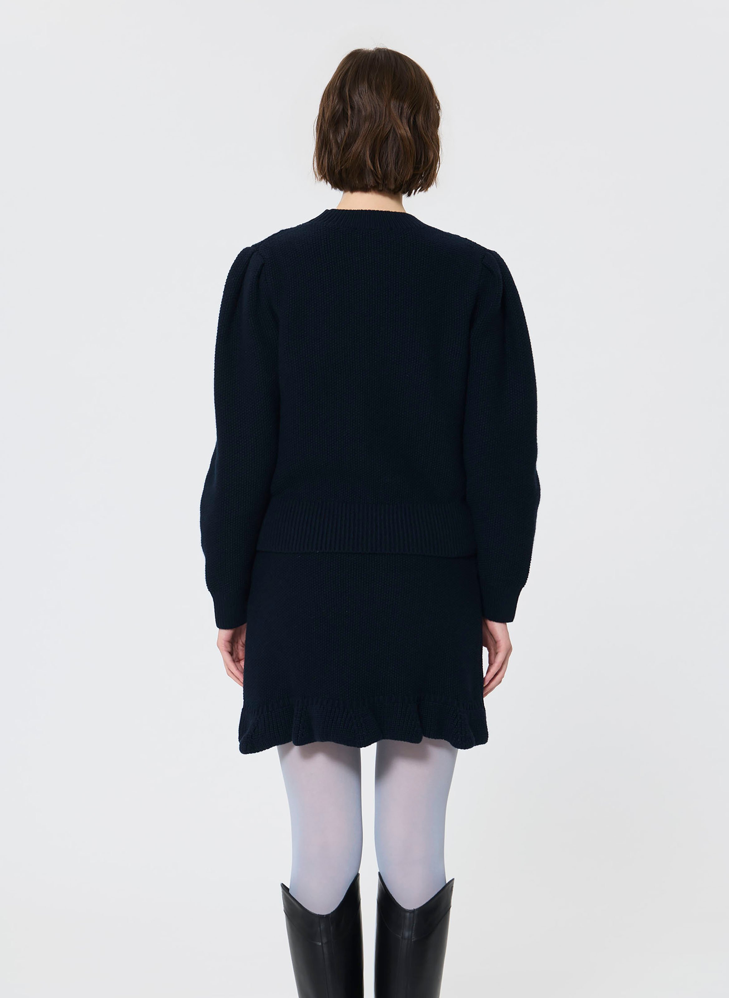 Pull uni tressé en laine mélangée TARA JARMON Bleu