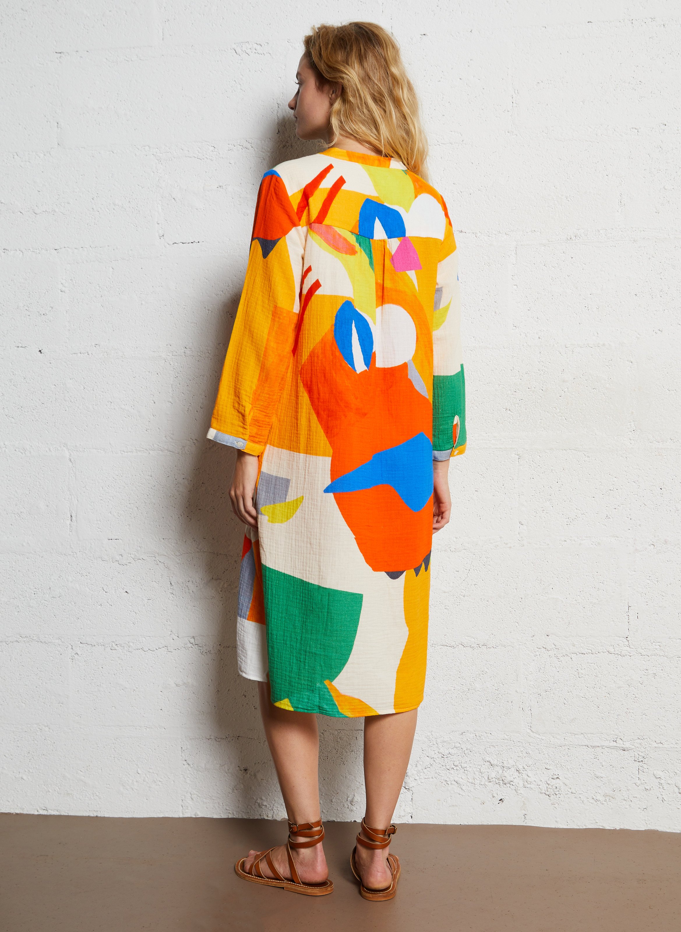 Midi-Hemdblusenkleid aus Baumwolle mit Print G.KERO Mehrfarbig