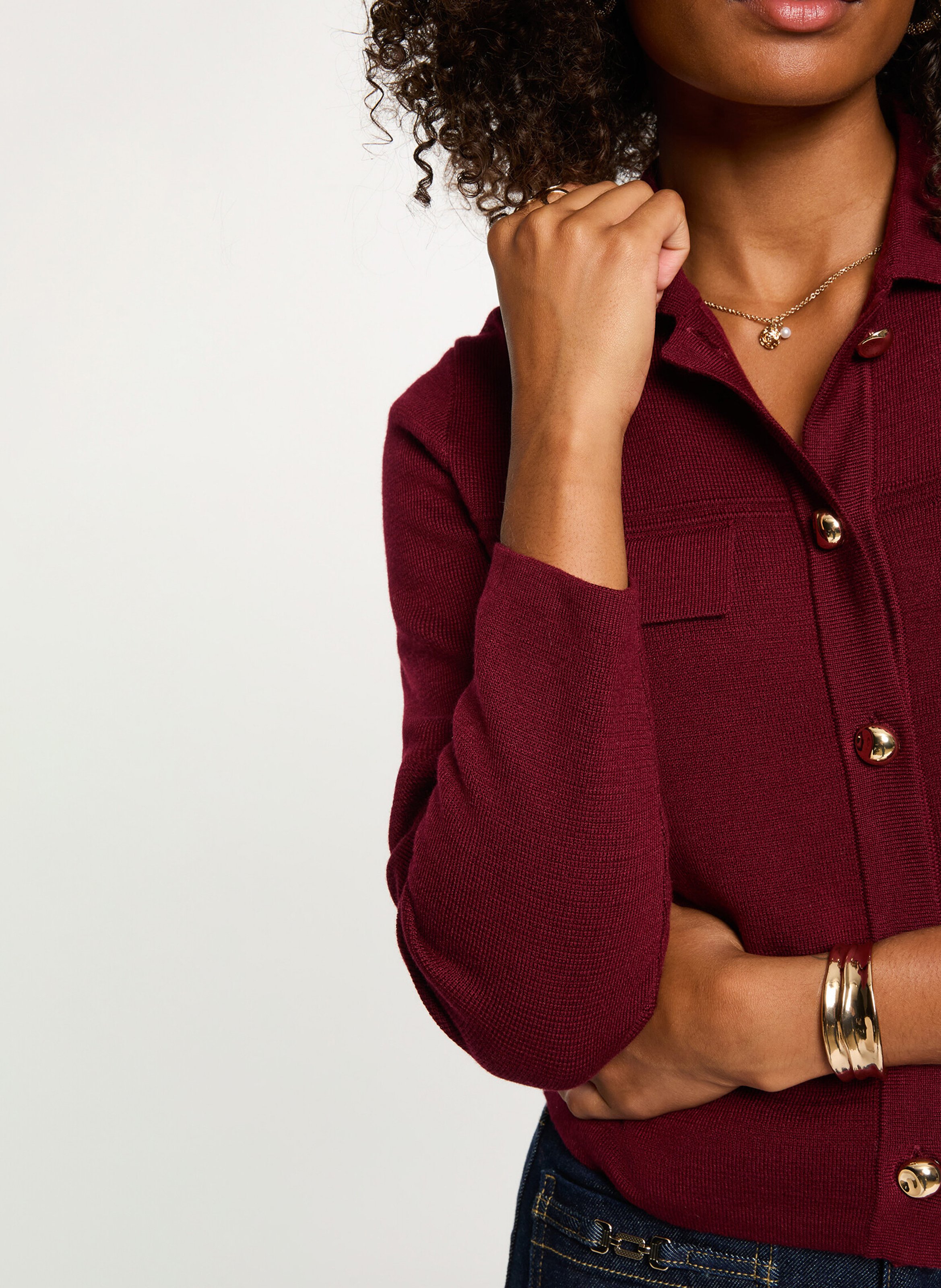 Cardigan with classic collar MORGAN Red