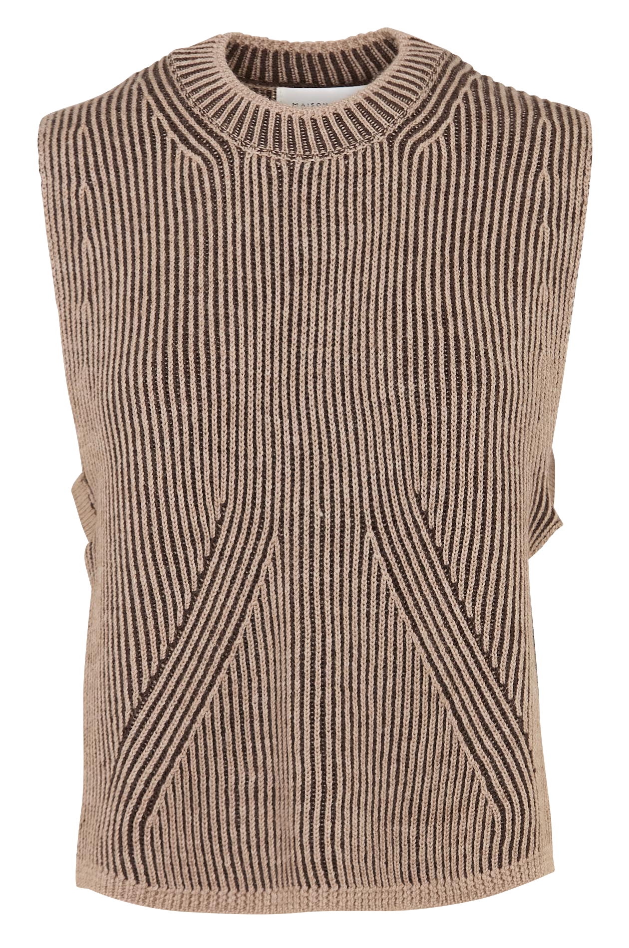 Pull col rond en laine mélangée MAISON ANJE Marron