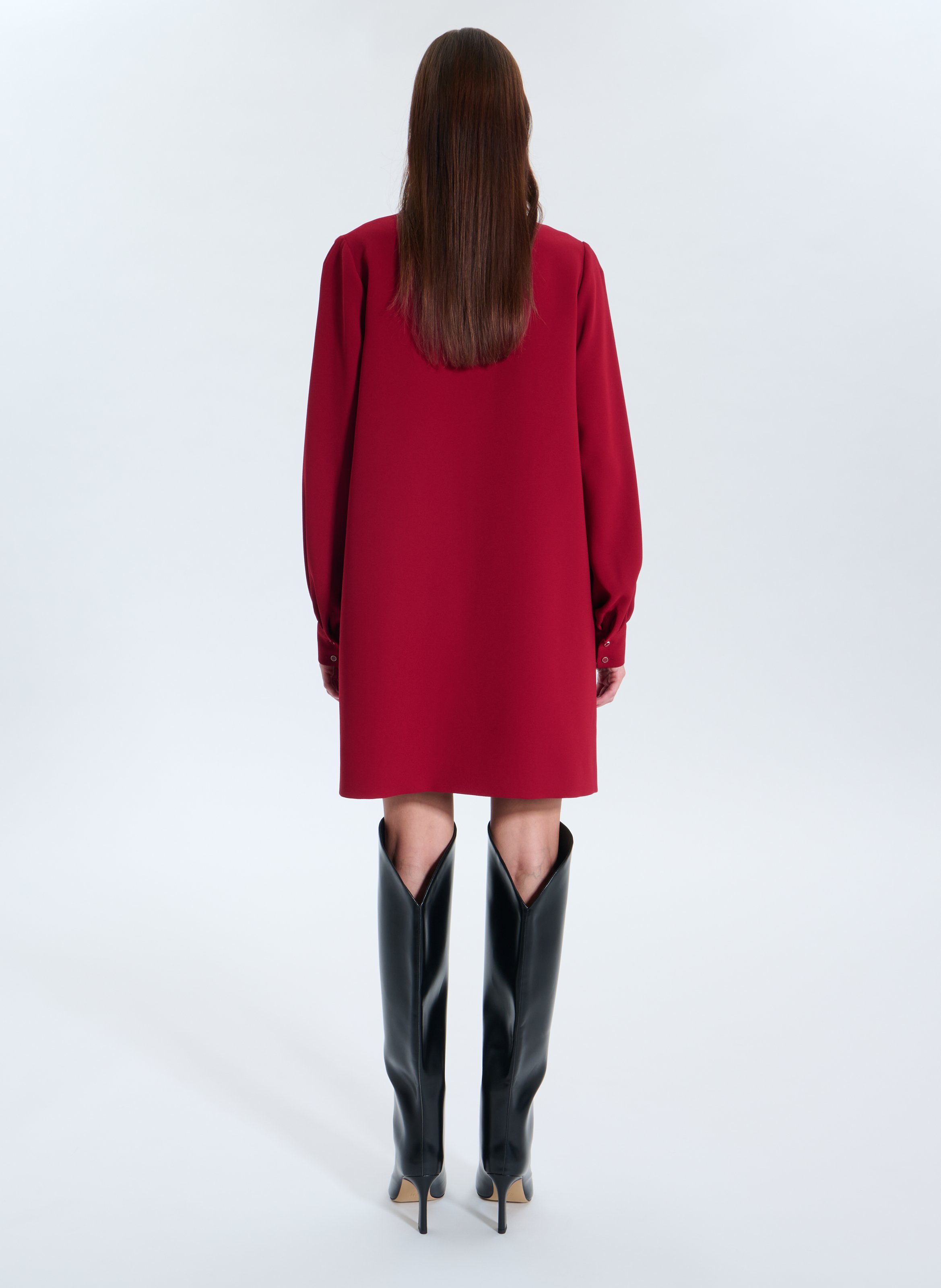 Short straight V-neck dress ZAPA Red