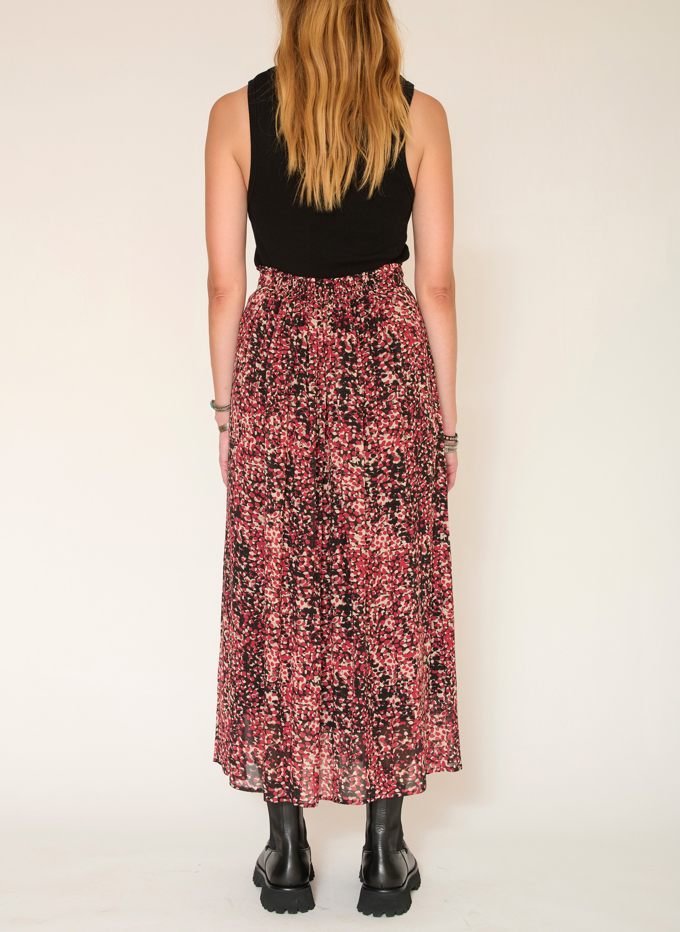 Jupe longue imprimée MKT Rouge