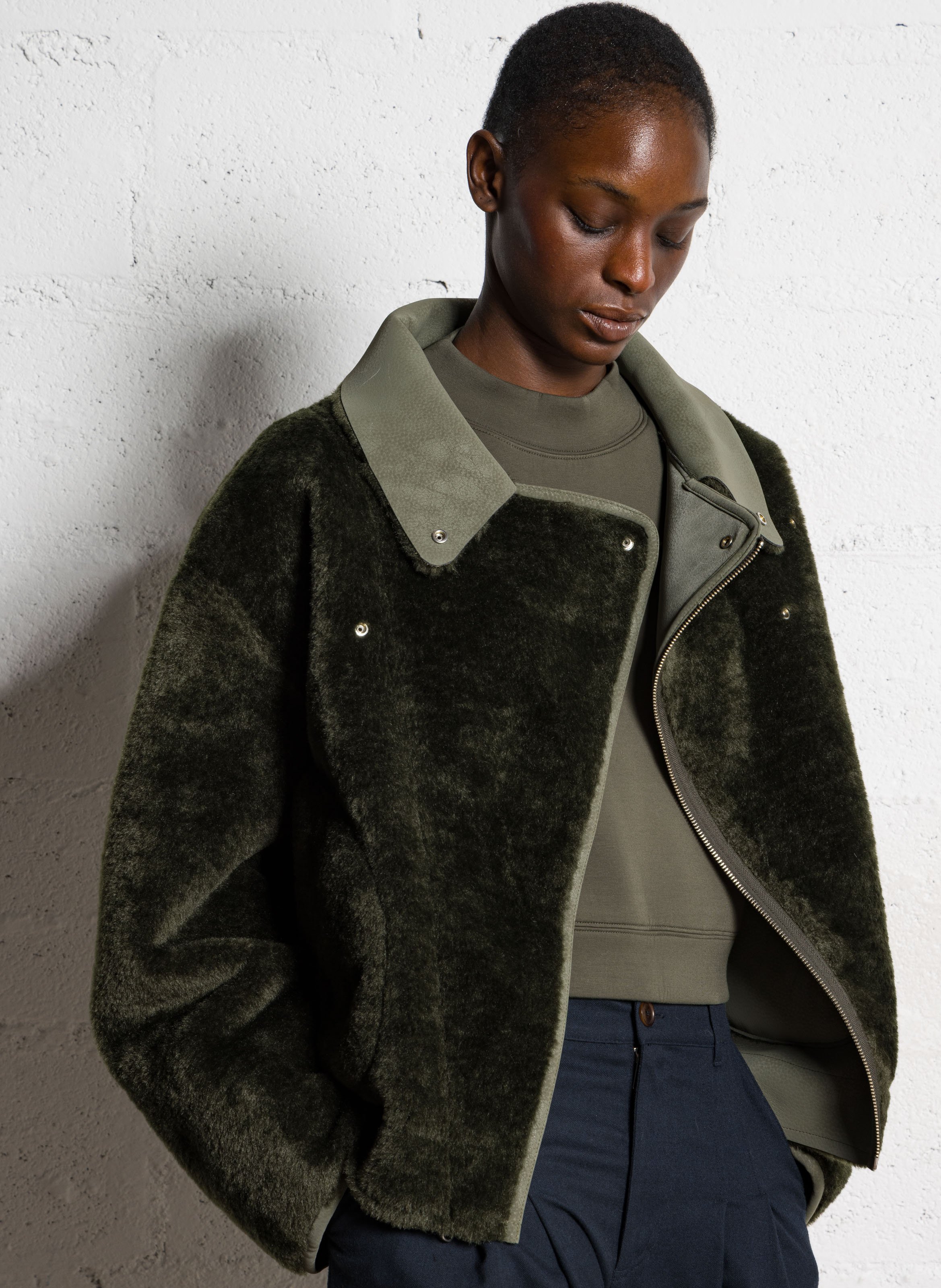 Wijde effen zip-up jas BELLEROSE Bruin