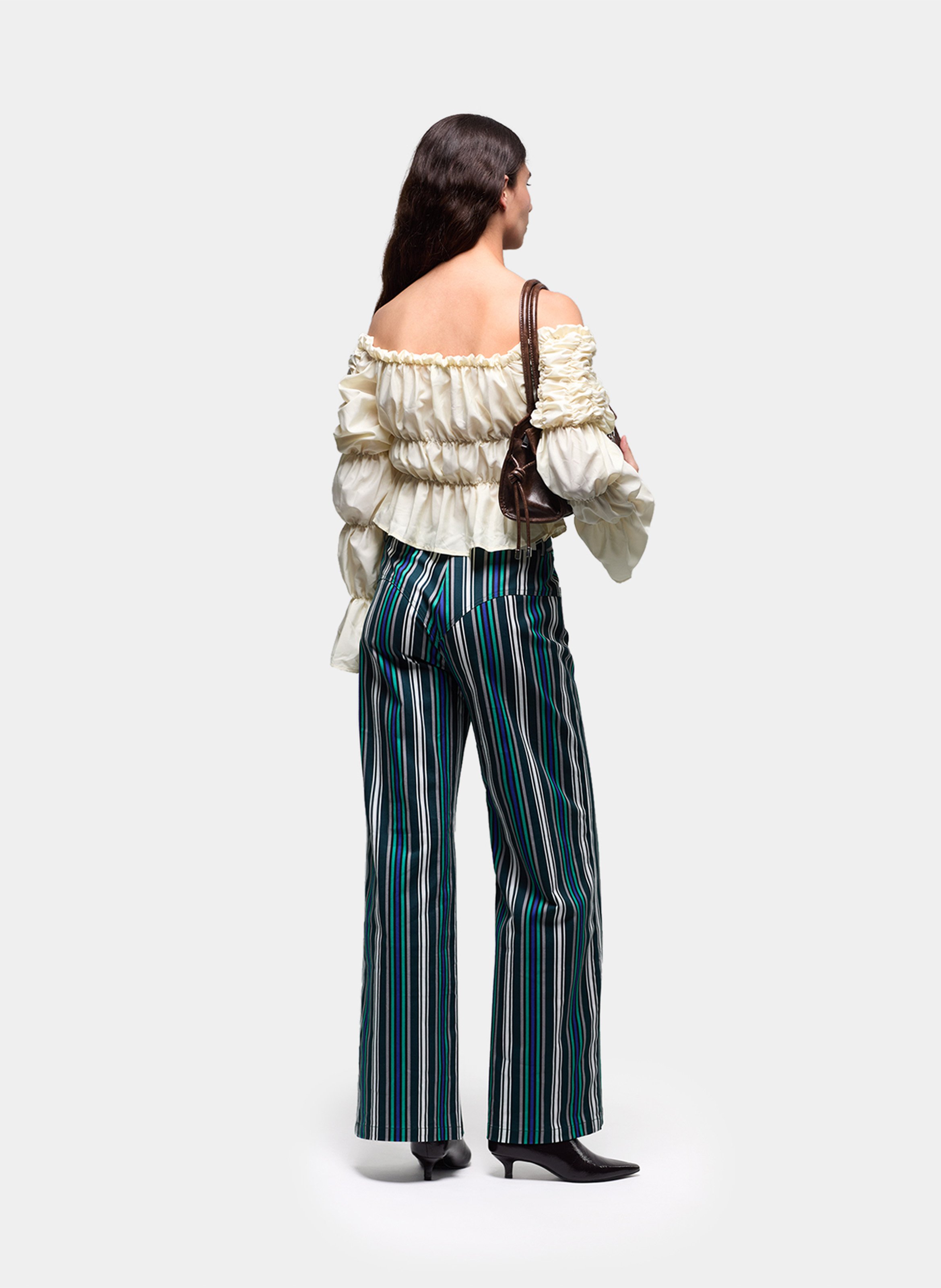 Langarm-Top mit Rüschen LAAGAM Beige