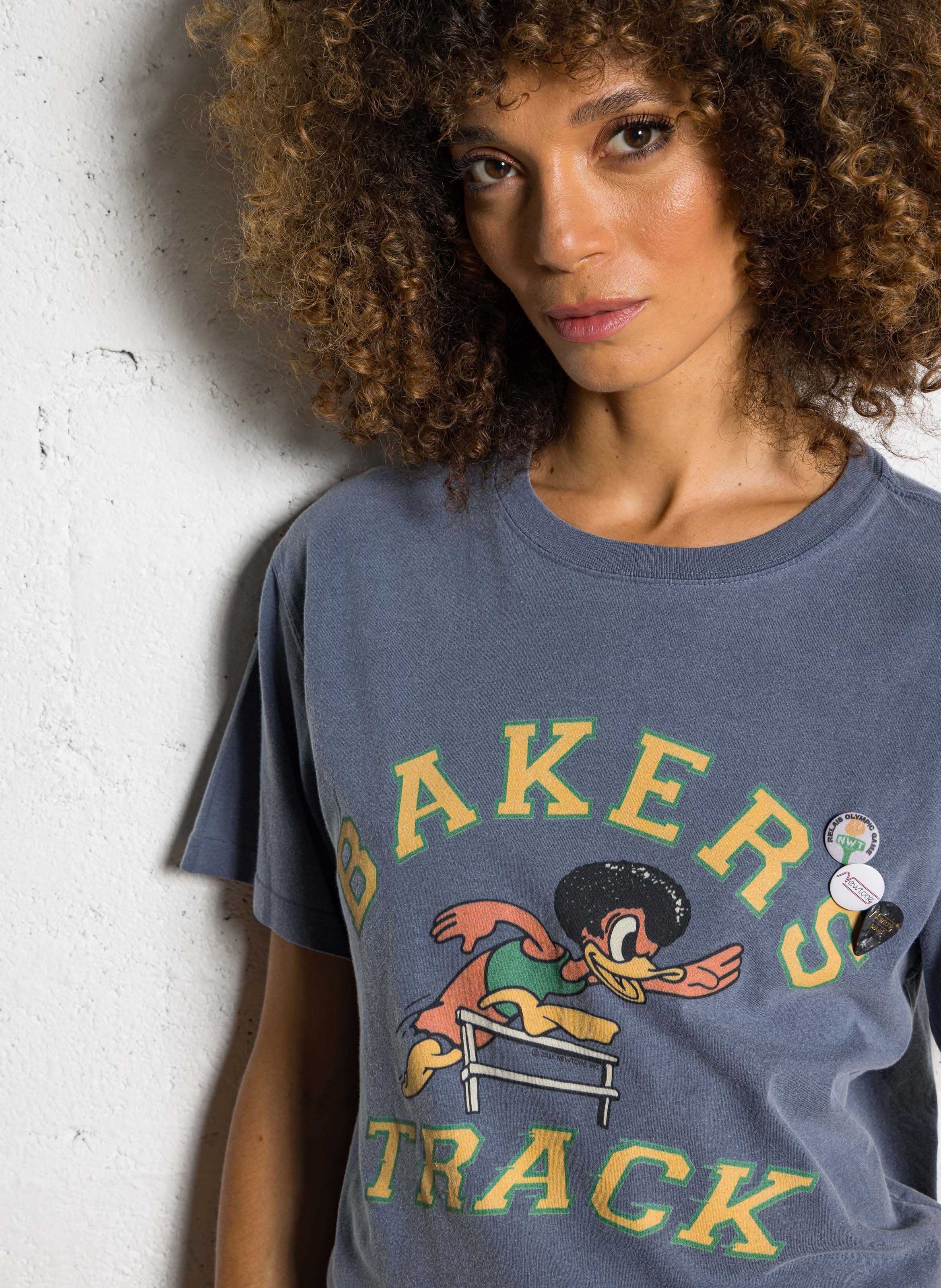 Tee-shirt droit col rond sérigraphié en coton NEWTONE Bleu