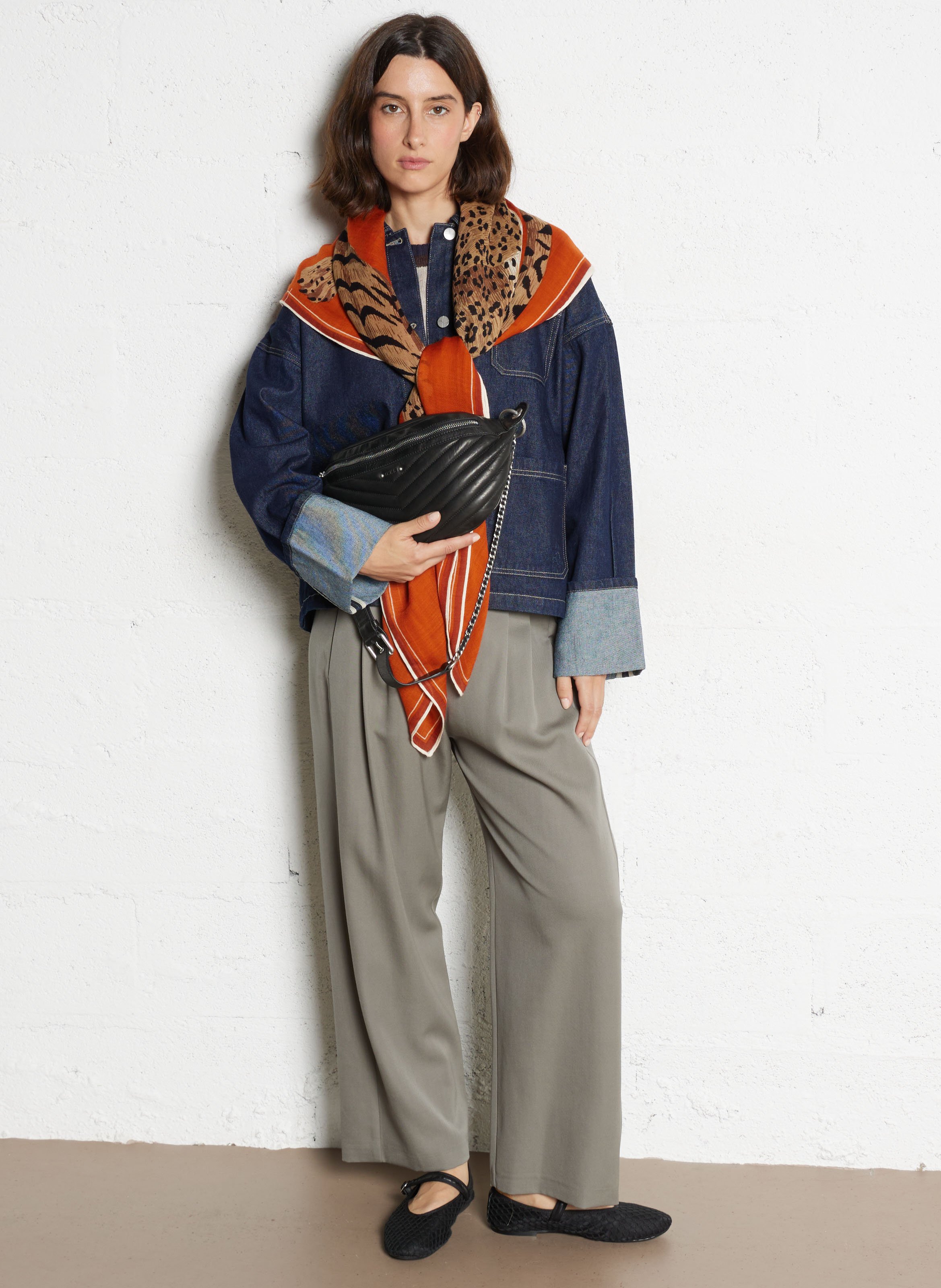 Quilted leather waist bag IKKS Black