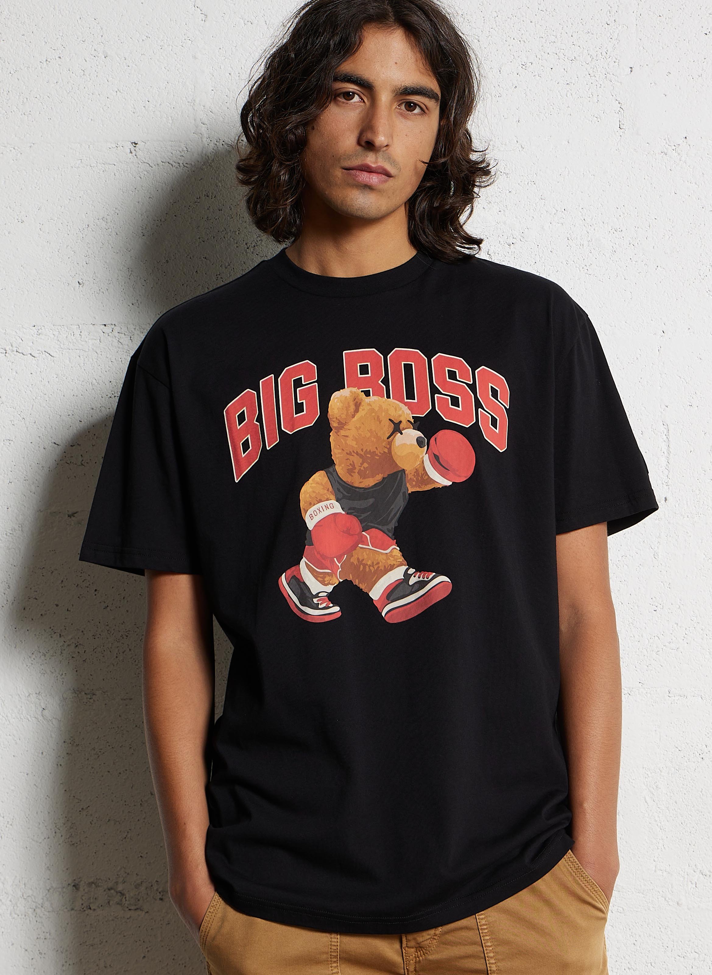 T-shirt ampia serigrafata in cotone LE TEMPS DES CERISES Nero