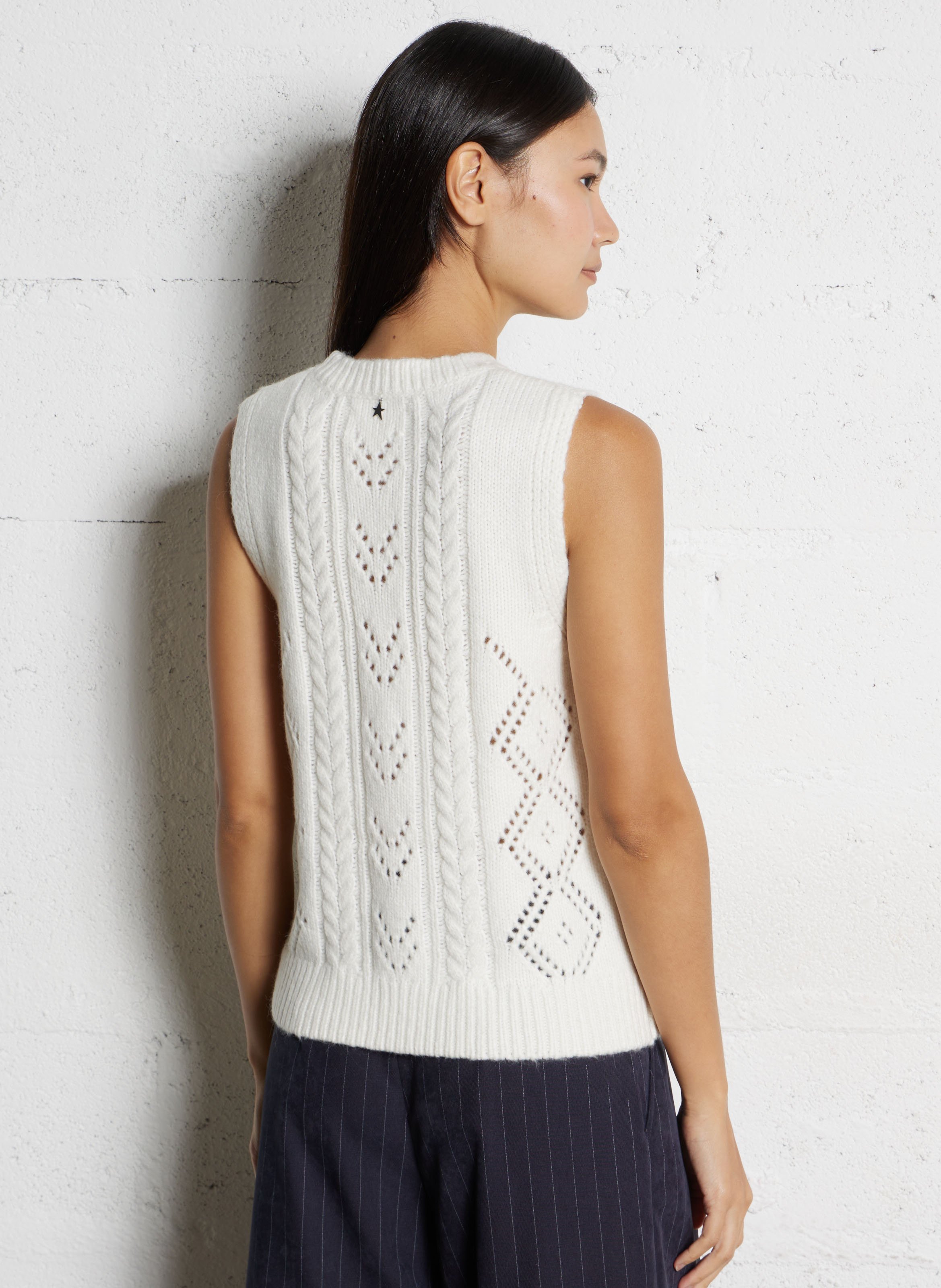 Kurzes ärmelloses einfarbiges Oberteil SUD EXPRESS Weiss