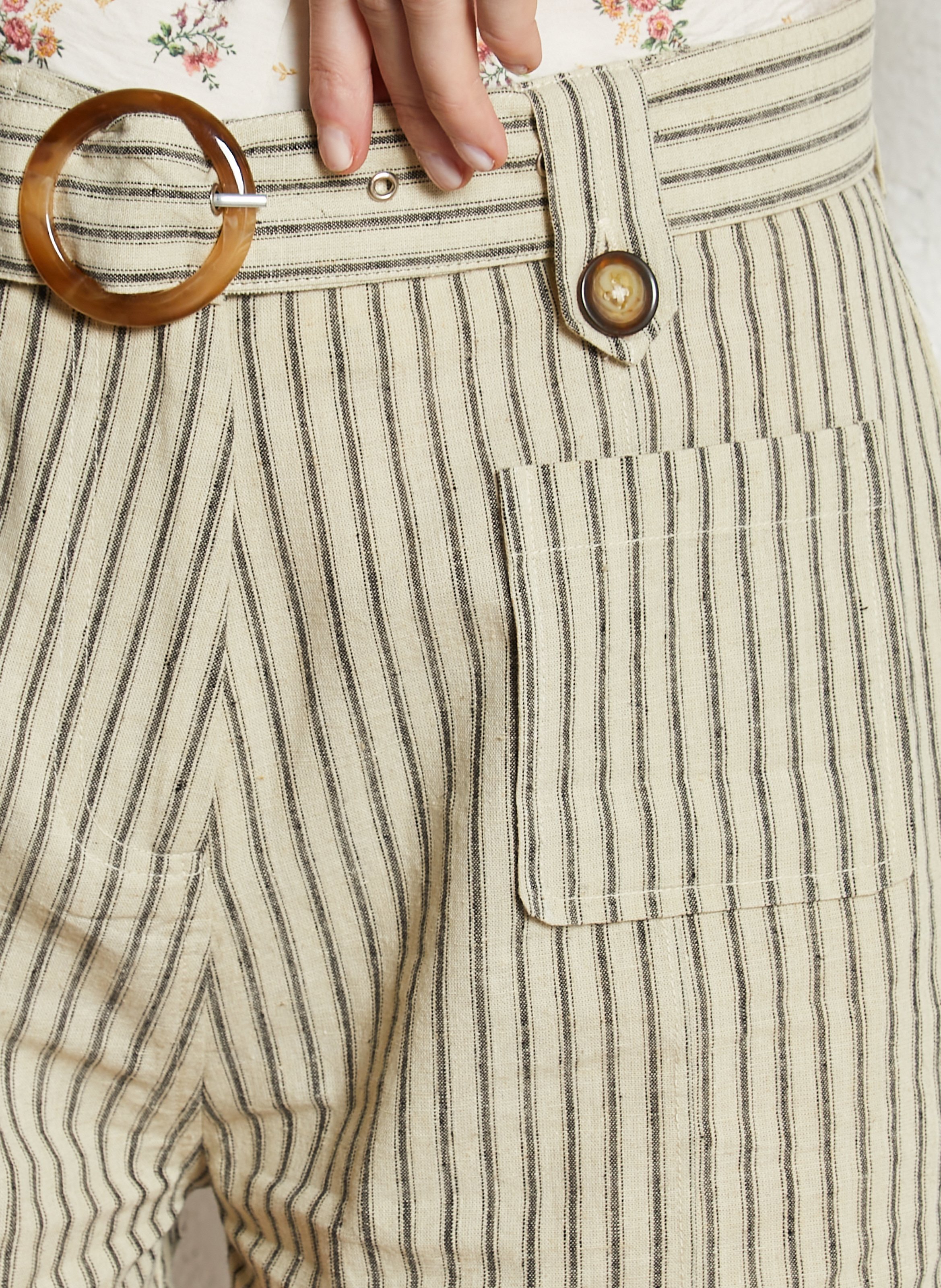 Short rayé en coton mélangé EMILE ET IDA Beige