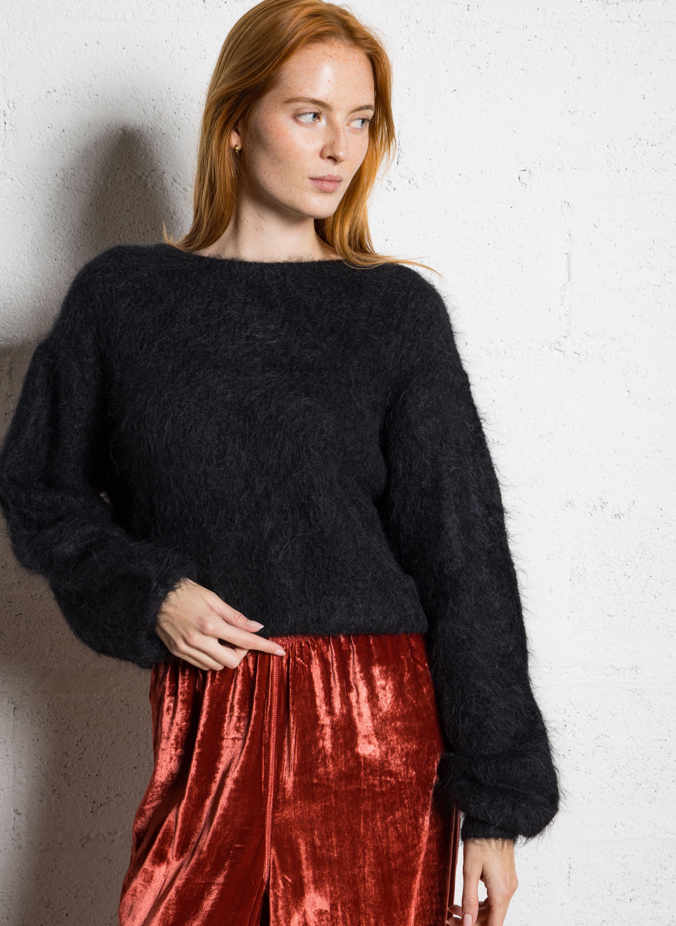 Pull oversize col rond en laine mélangée AMERICAN VINTAGE