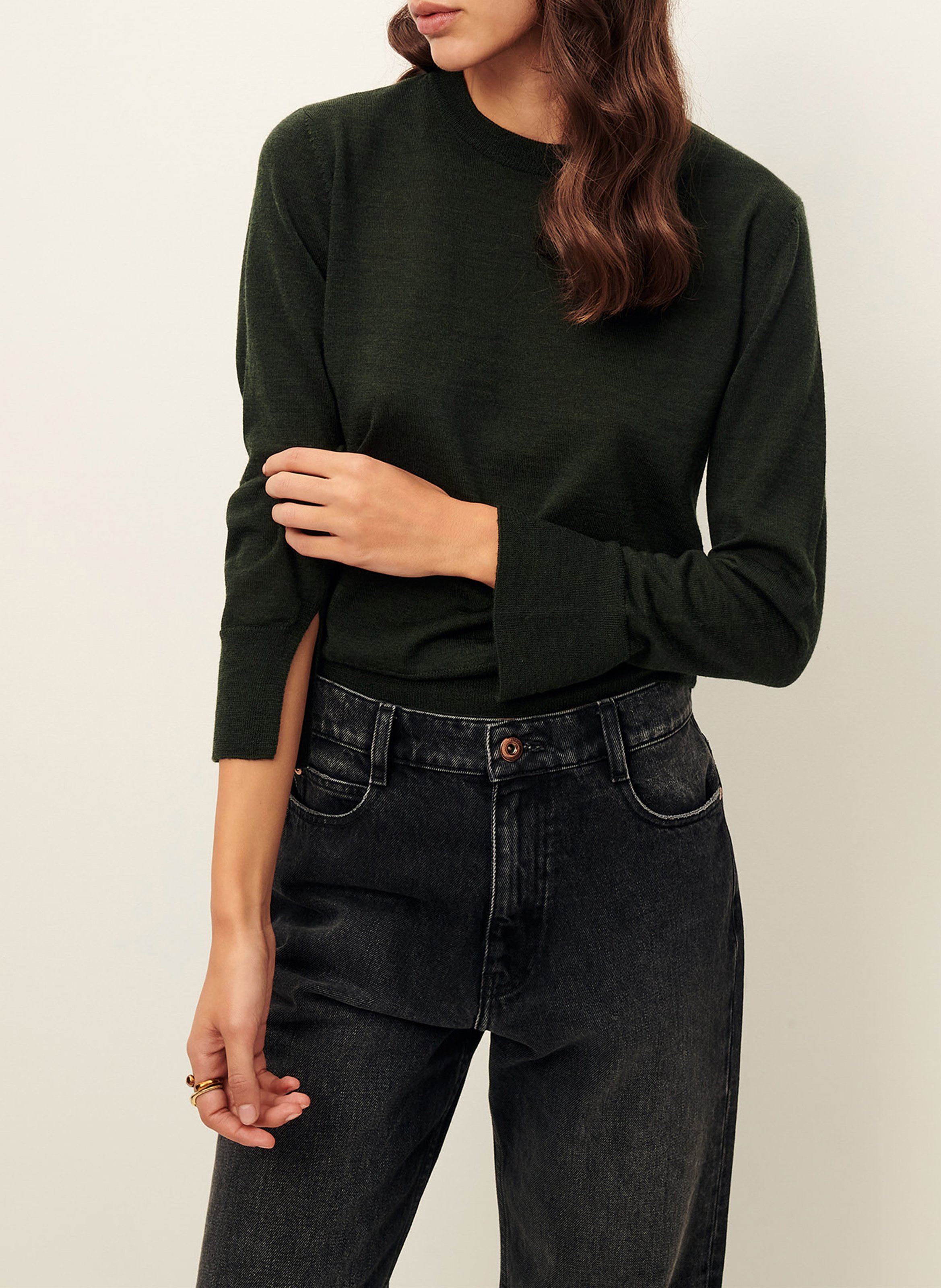 Pull col rond en laine SESSUN Marron