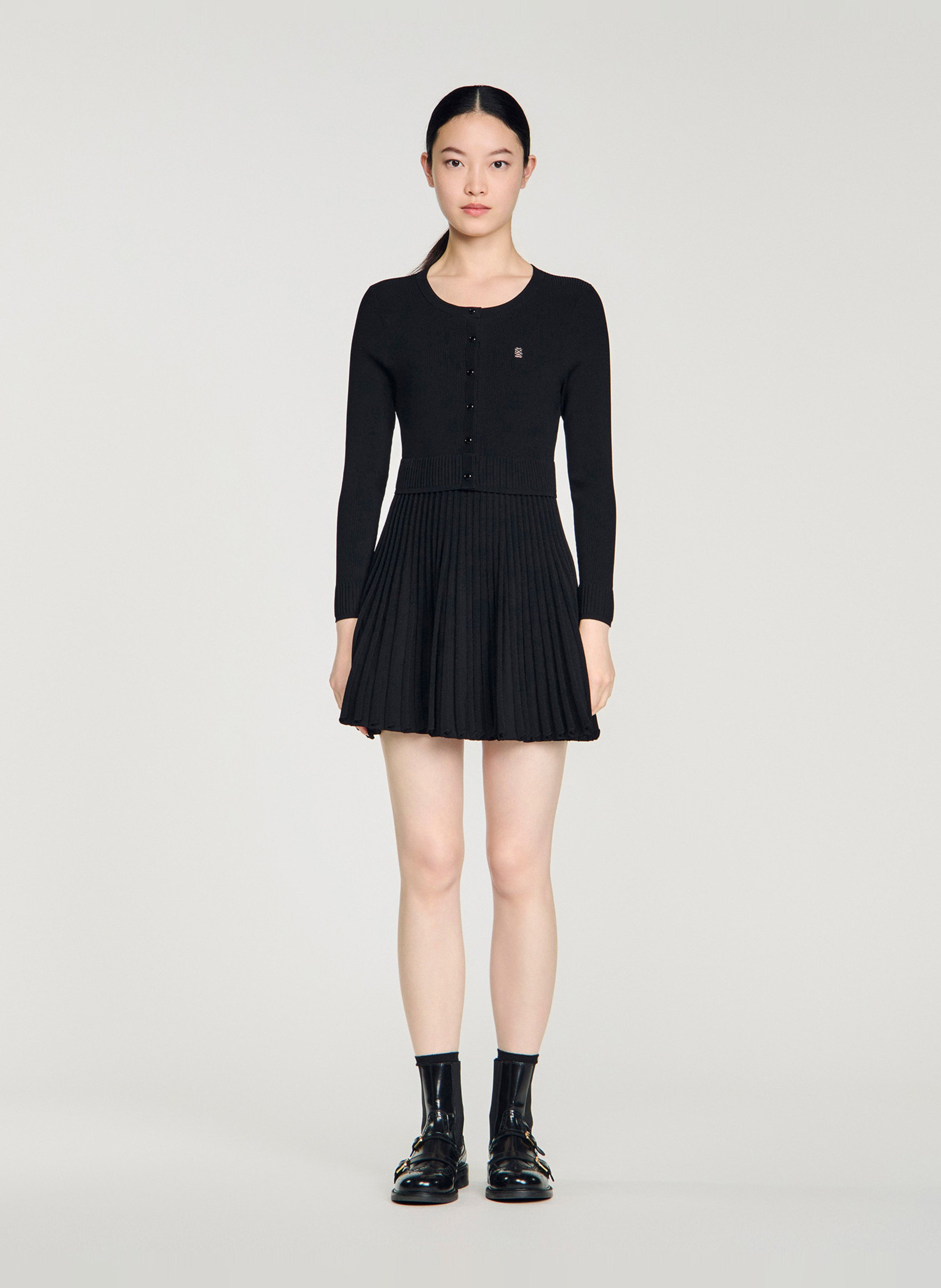 Korte jurk met ronde hals SANDRO Zwart