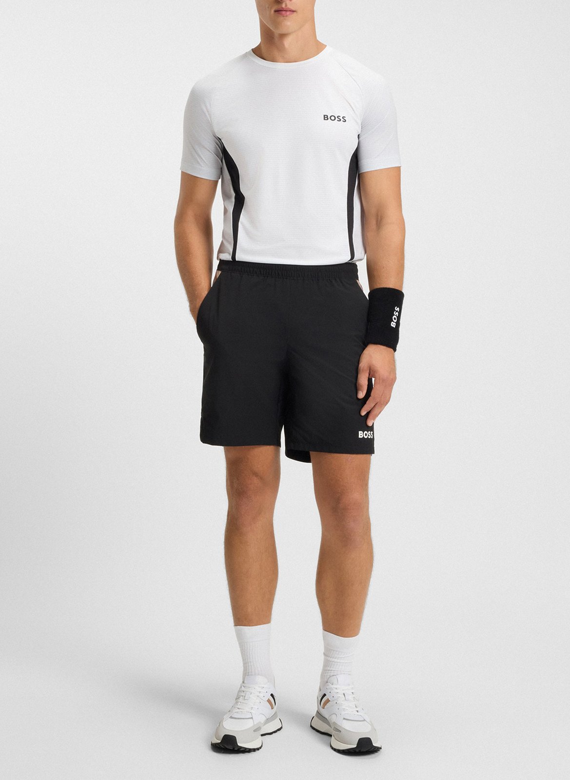 Low-top round-toe trainers BOSS White