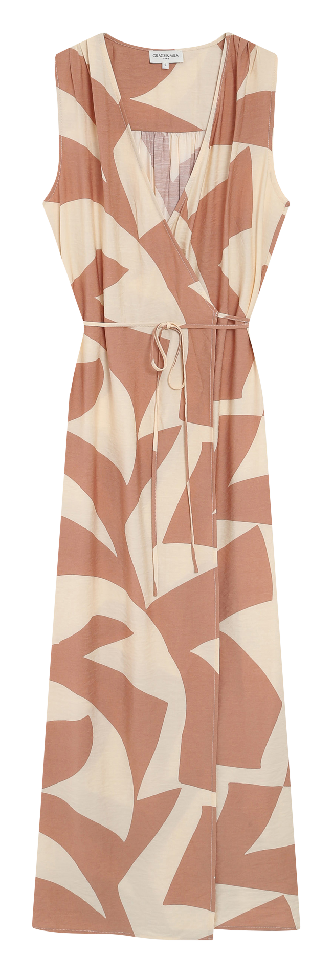 Robe longue portefeuille imprimée GRACE ET MILA Marron