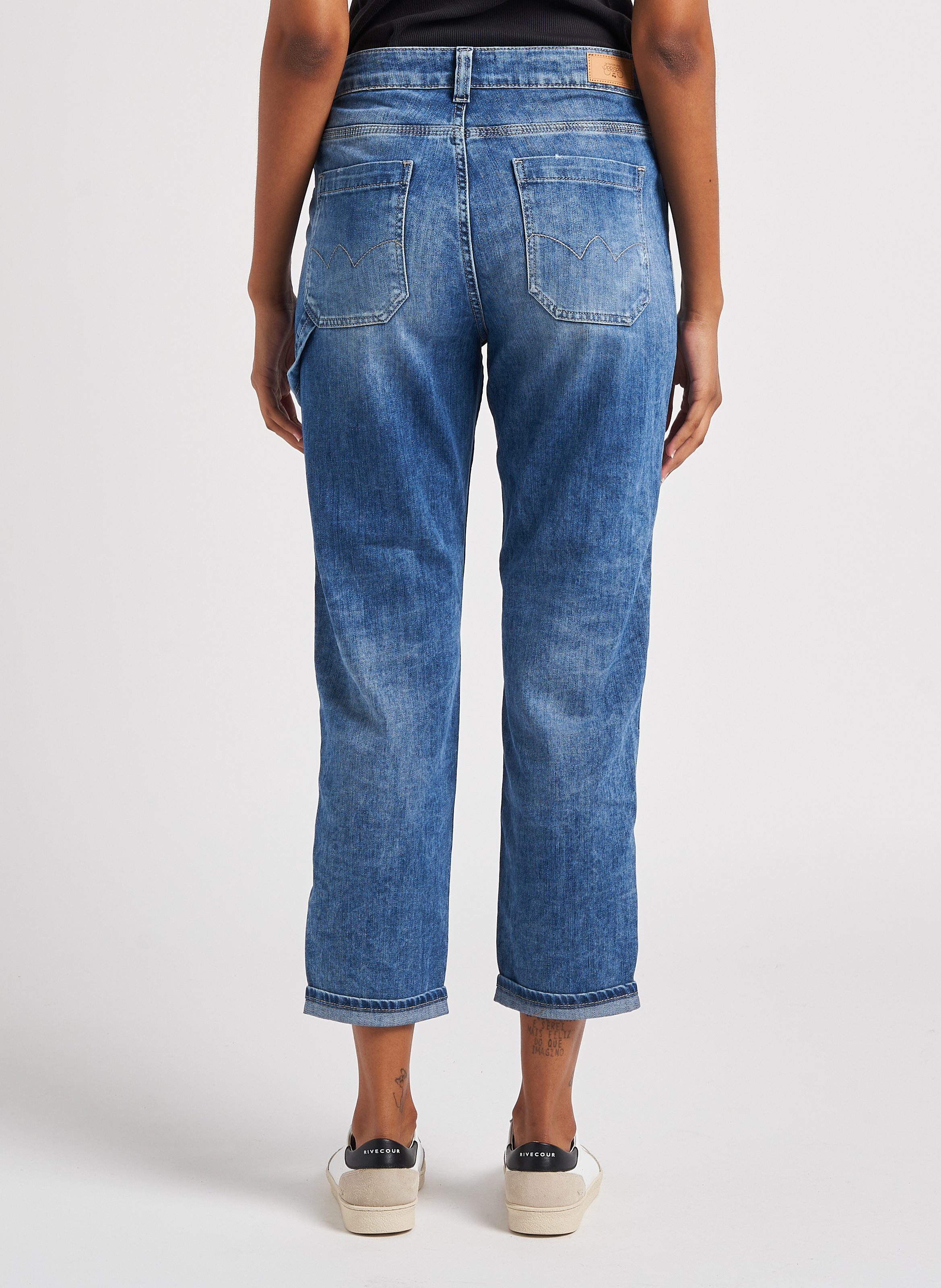 Cotton-blend girlfriend jeans LE TEMPS DES CERISES Blue