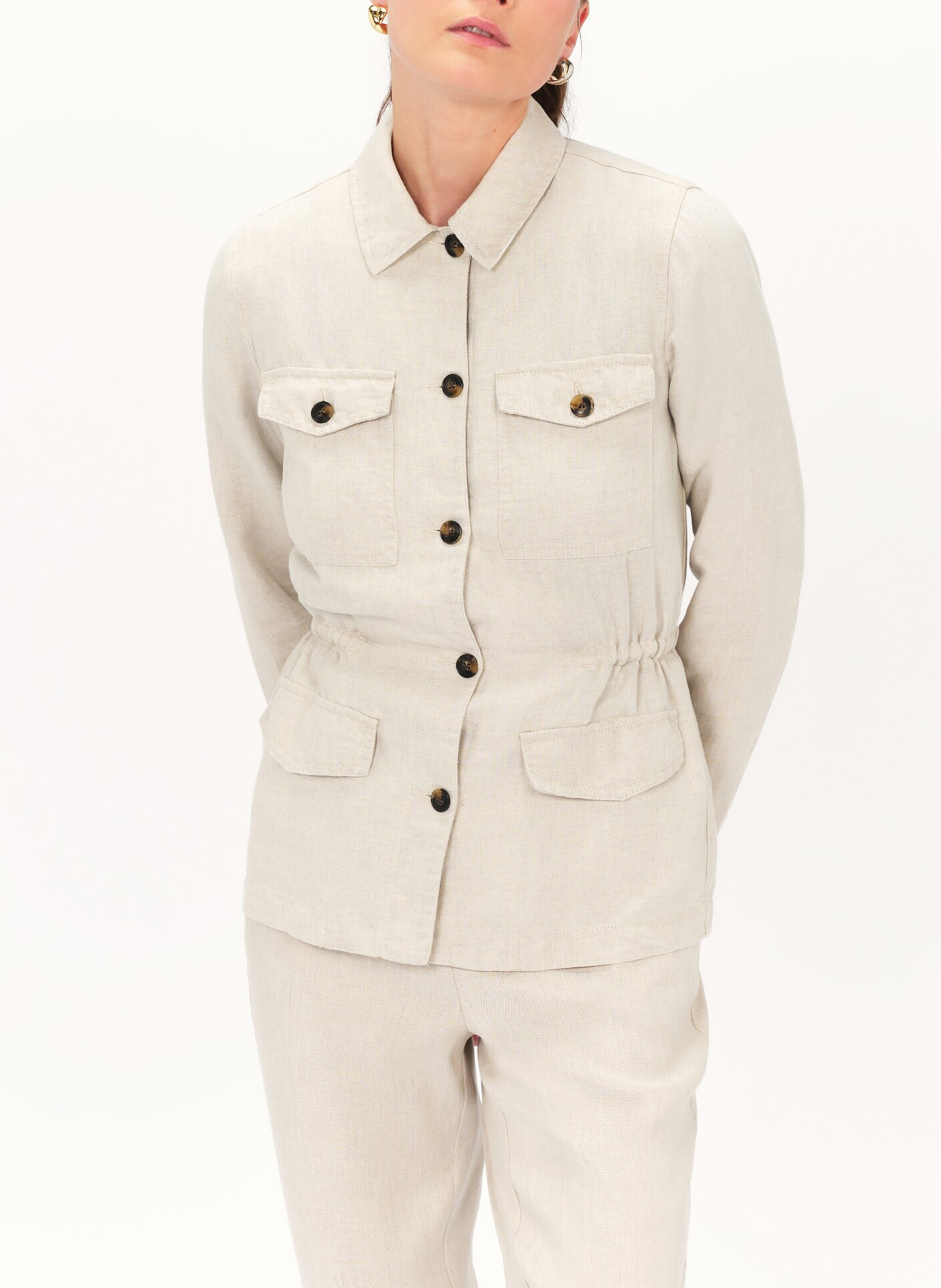 Linen shirt with classic collar CAROLL Beige