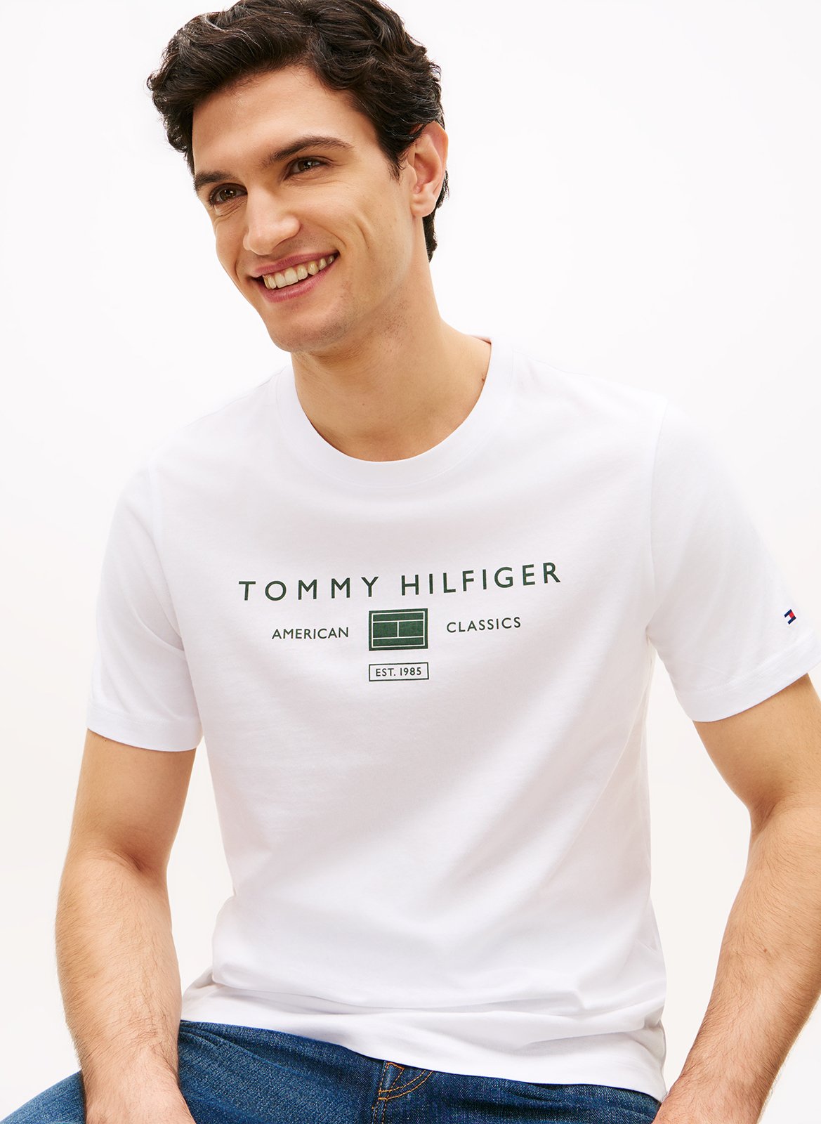 Tee-shirt droit col rond sérigraphié TOMMY HILFIGER Blanc