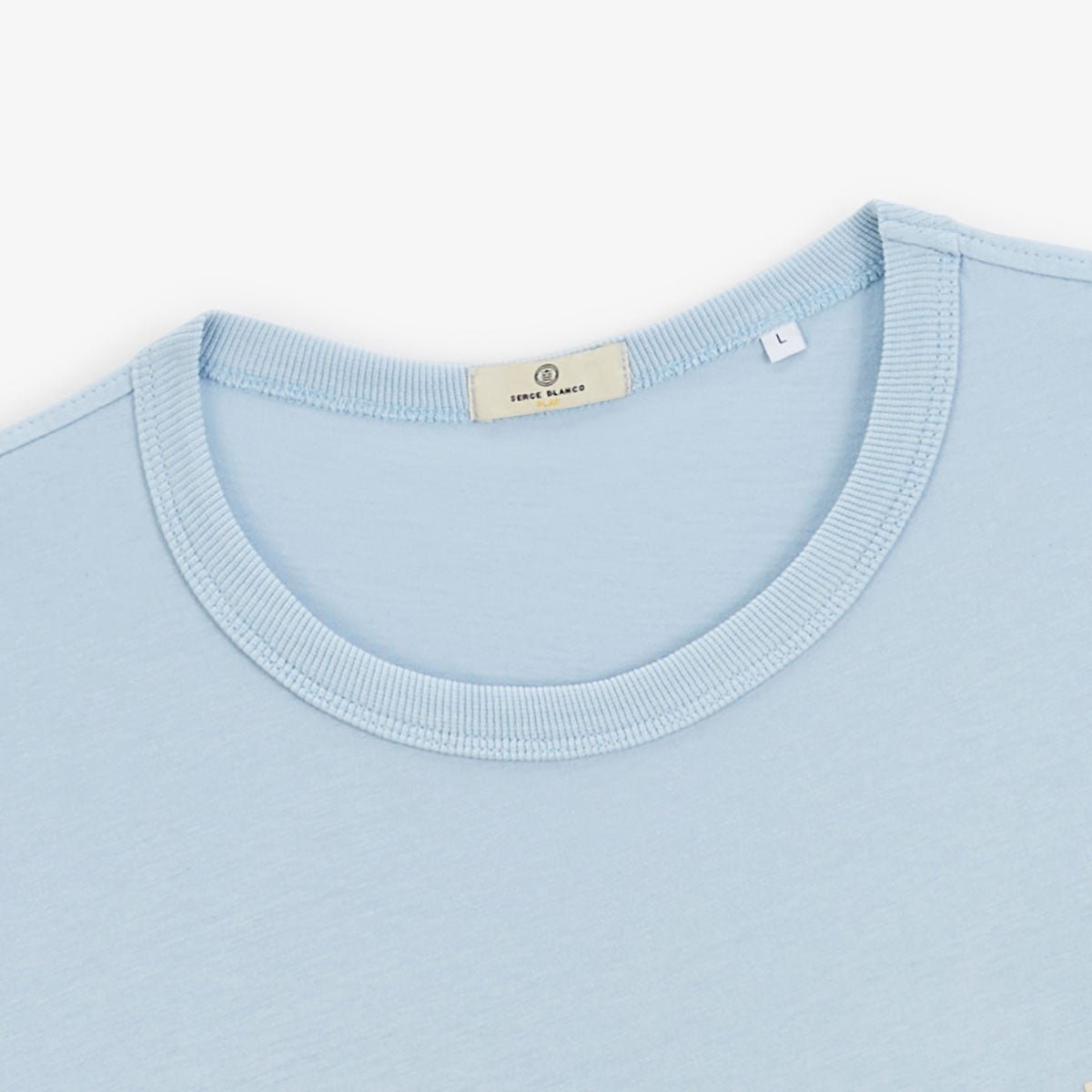 Round neck t-shirt in printed cotton jersey back SERGE BLANCO Blue