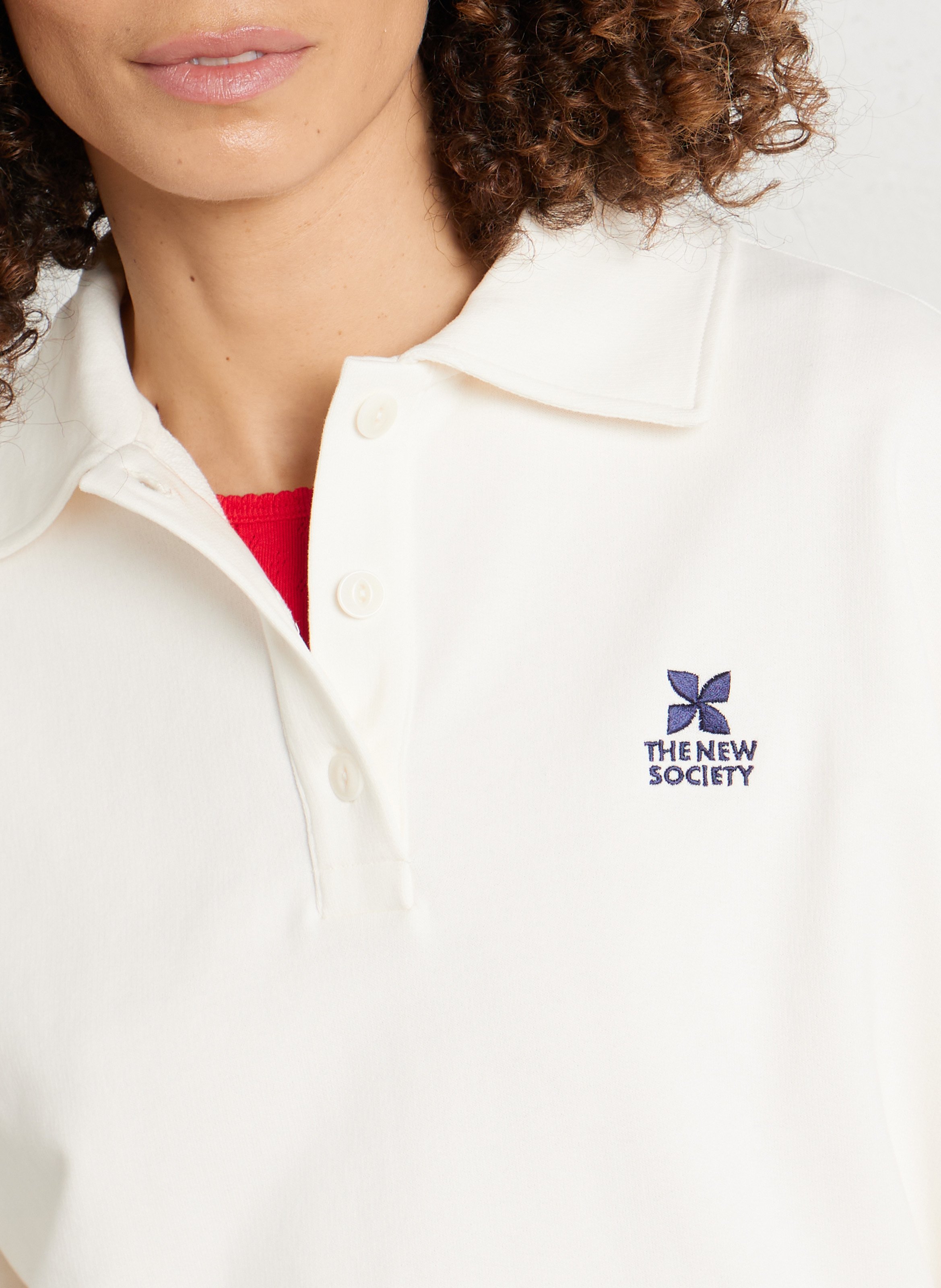 Sweat oversize col classique en coton THE NEW SOCIETY Beige