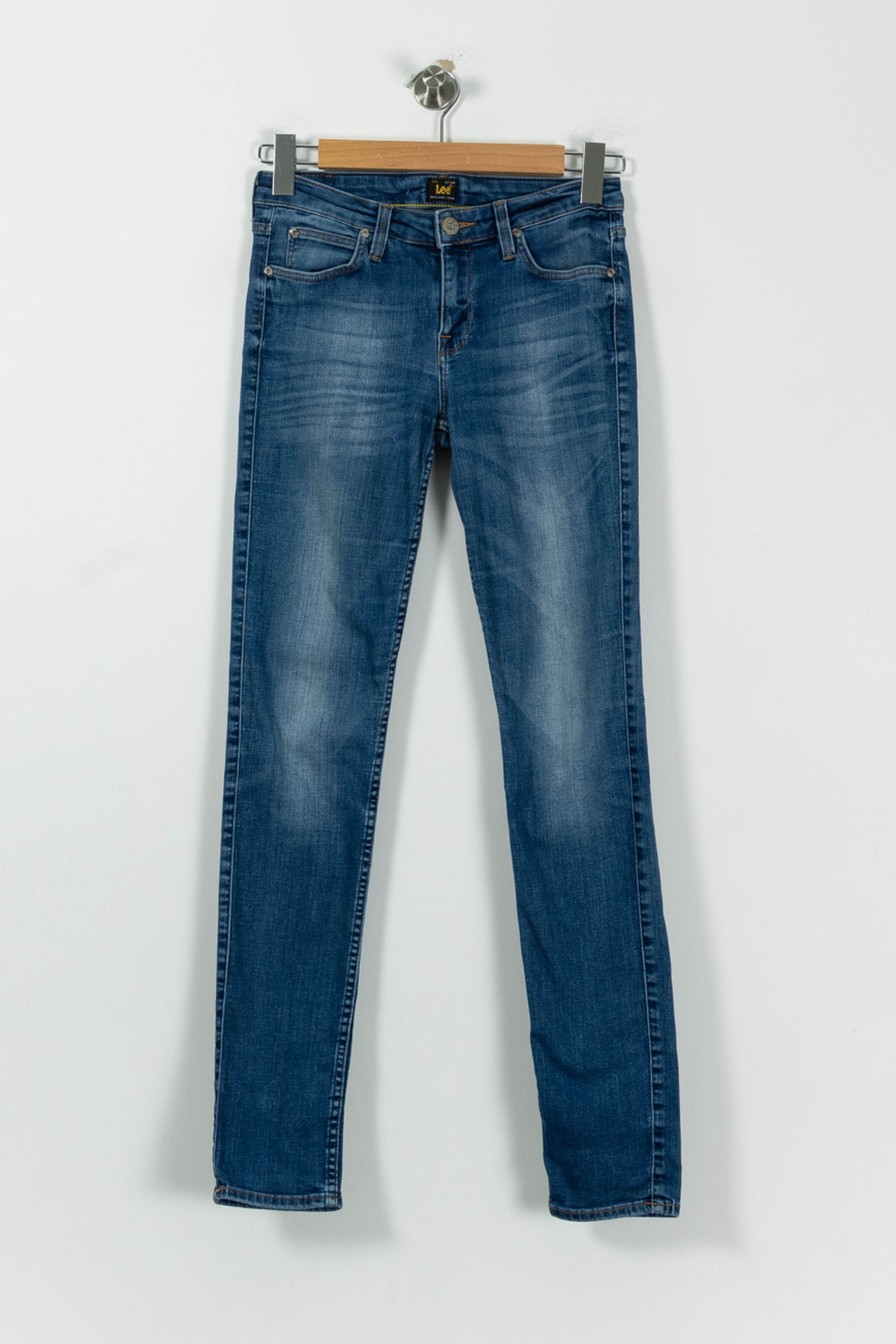 Cropped slim jeans with studs LEE - Seconde Main Blue