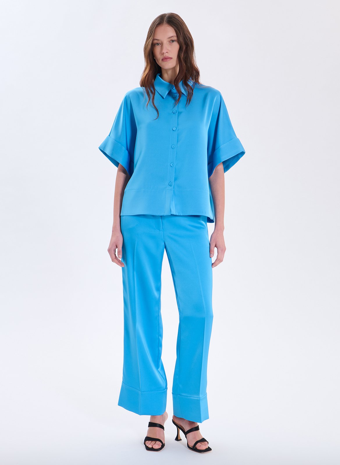 Oversize-Bluse mit klassischem Kragen ZAPA Blau
