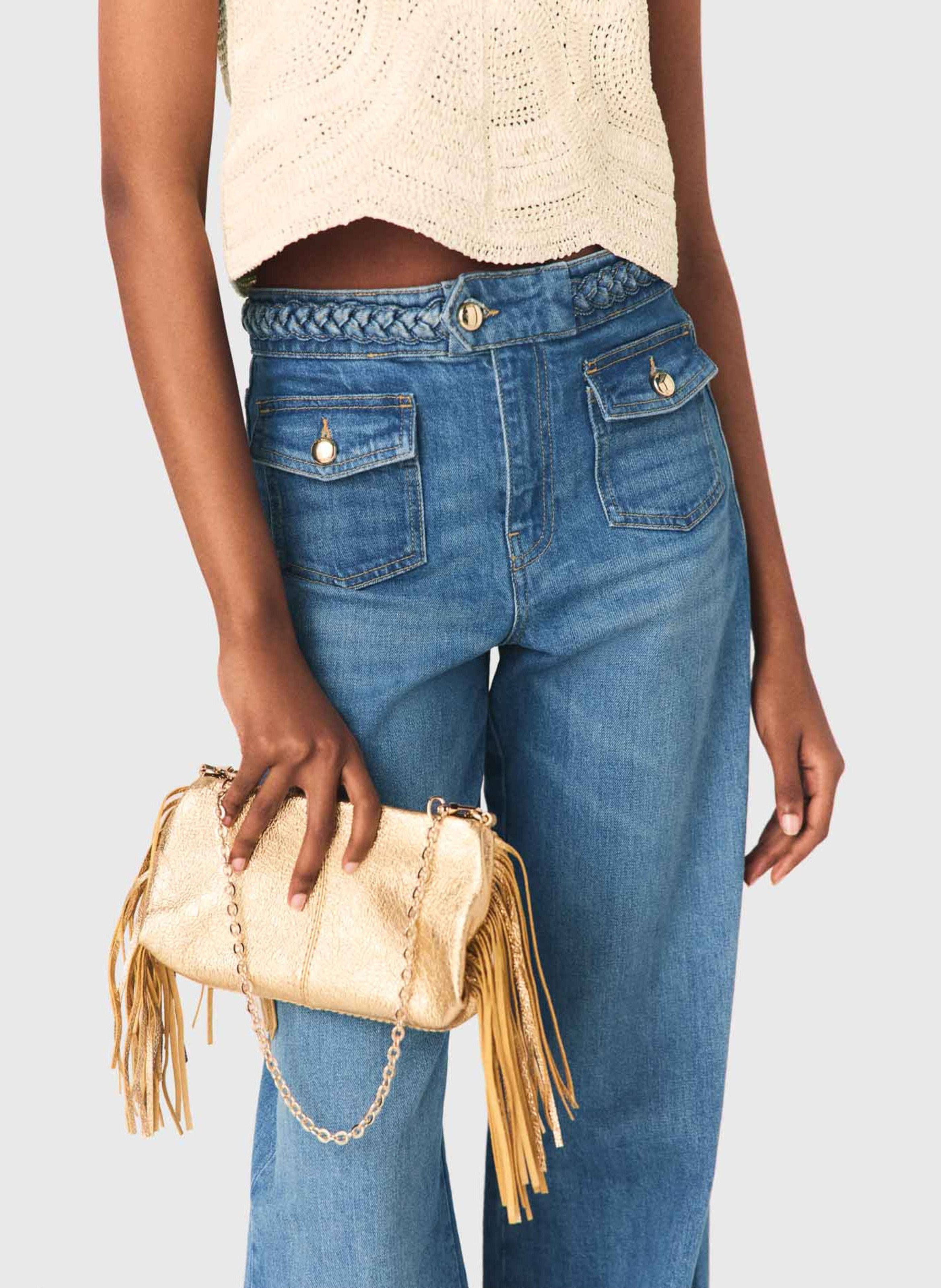 Bolso de mano de cuero metalizado MAJE Dorado