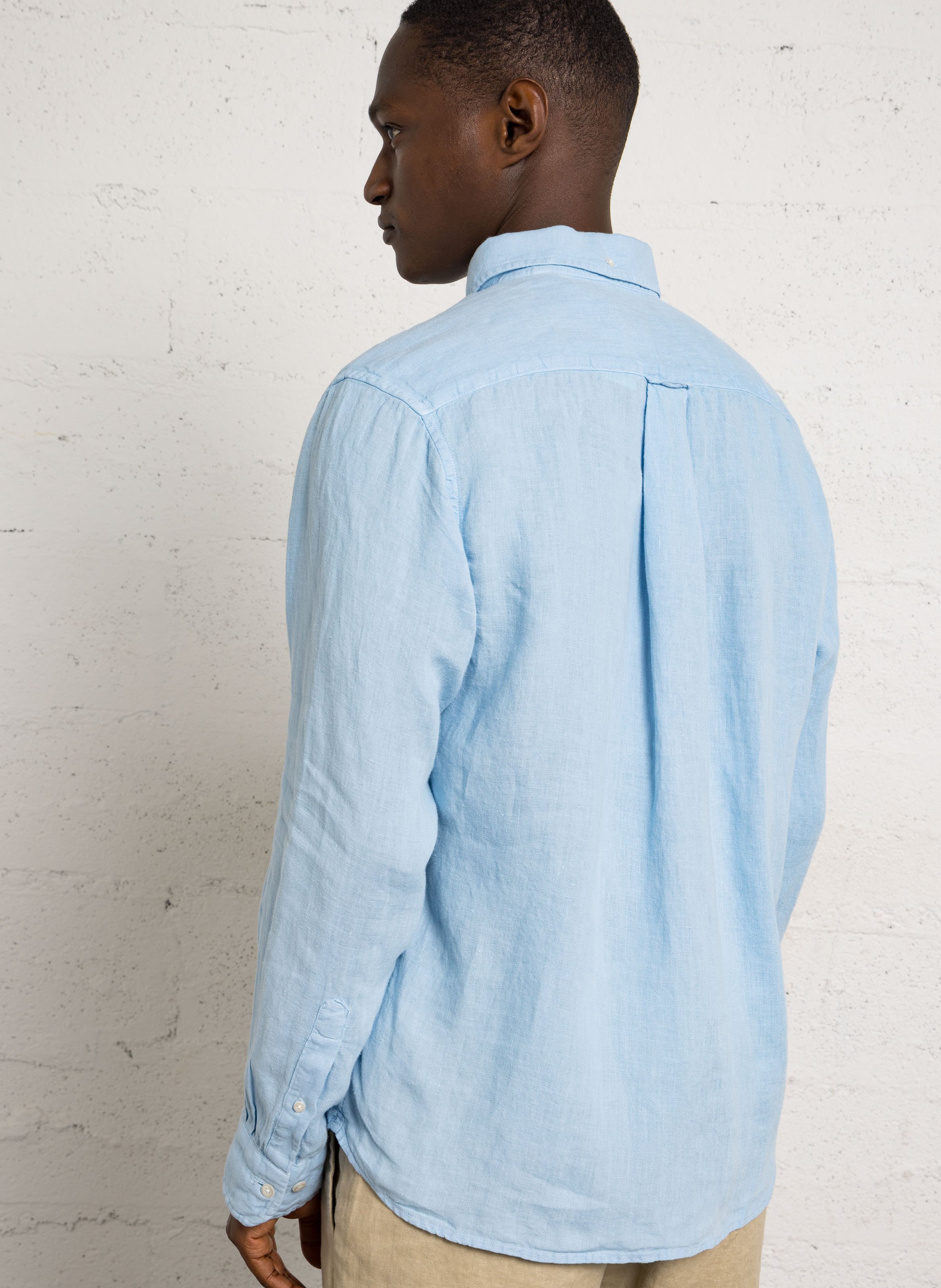 Chemise droite col classique en lin GANT Bleu