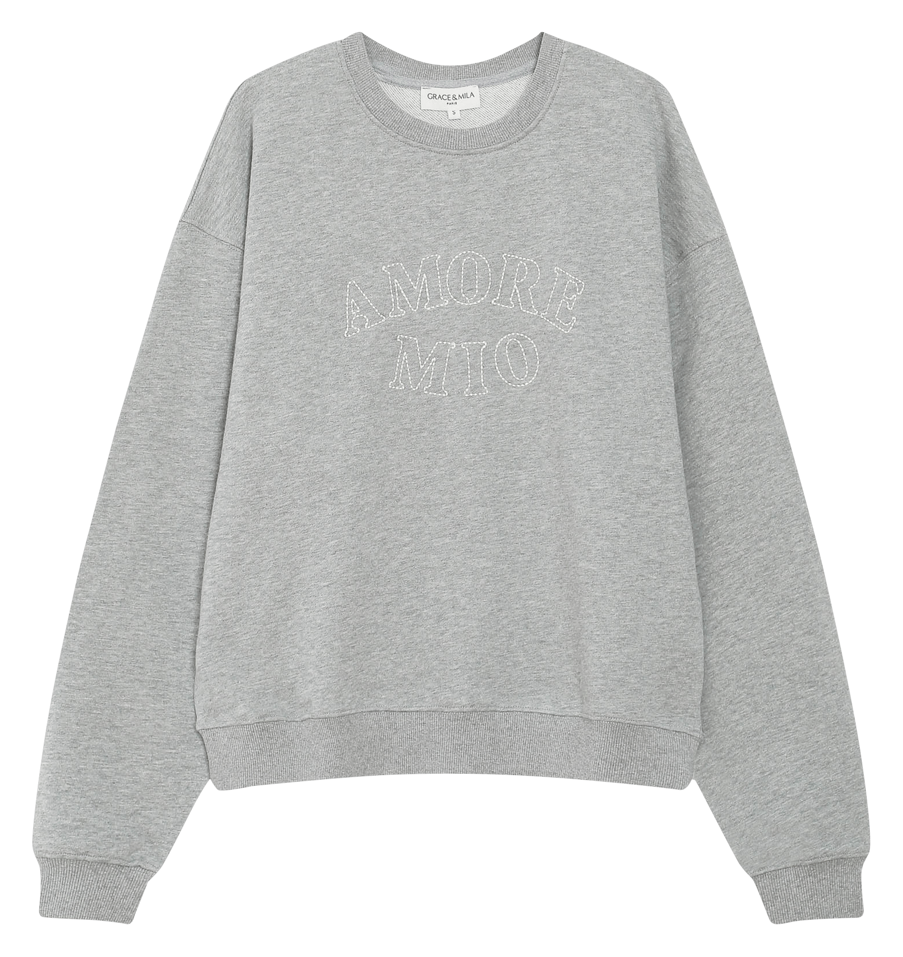 Cotton round-neck sweatshirt GRACE ET MILA Silver