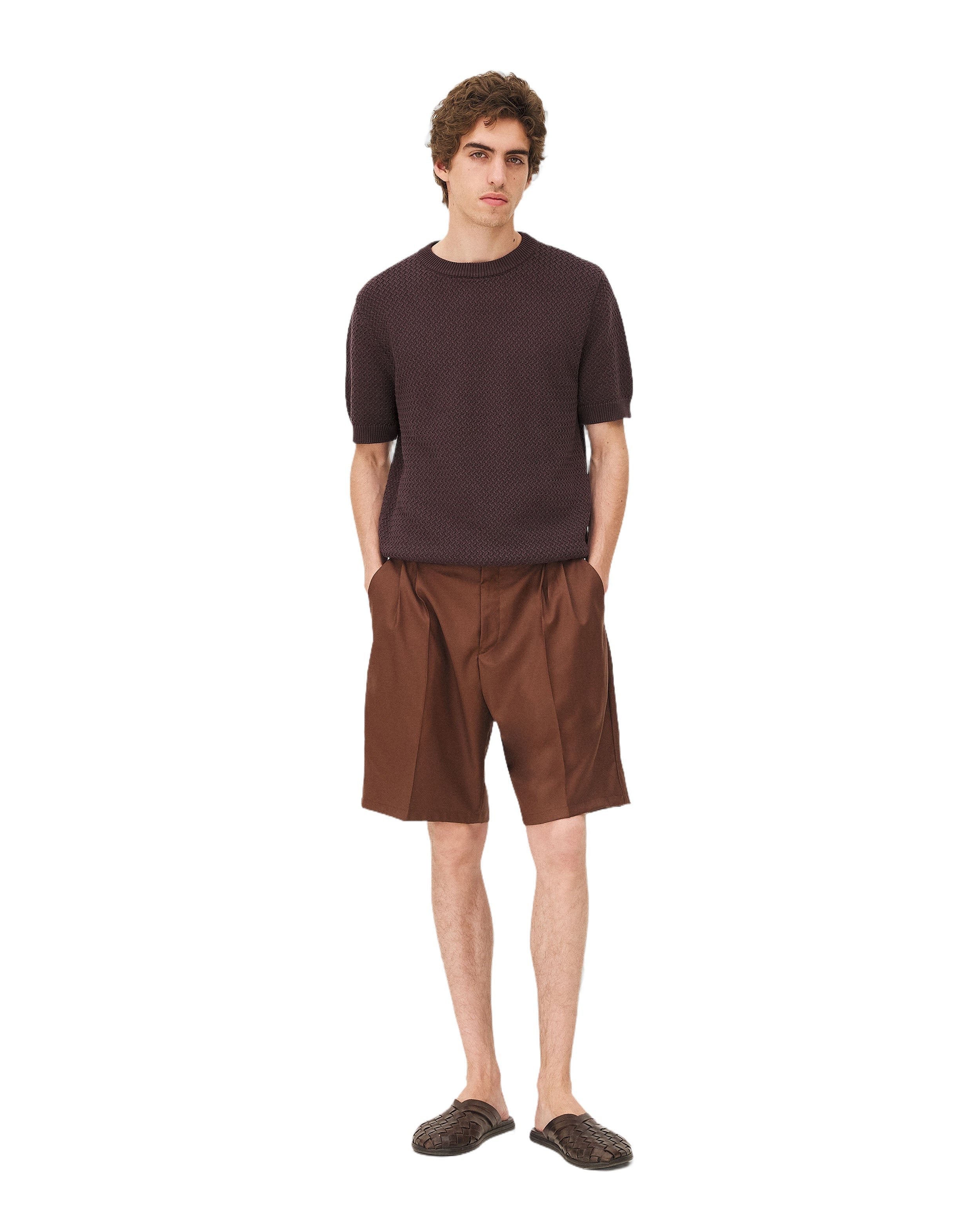 Short-sleeve knit MADERA BROWN Noyoco Brown
