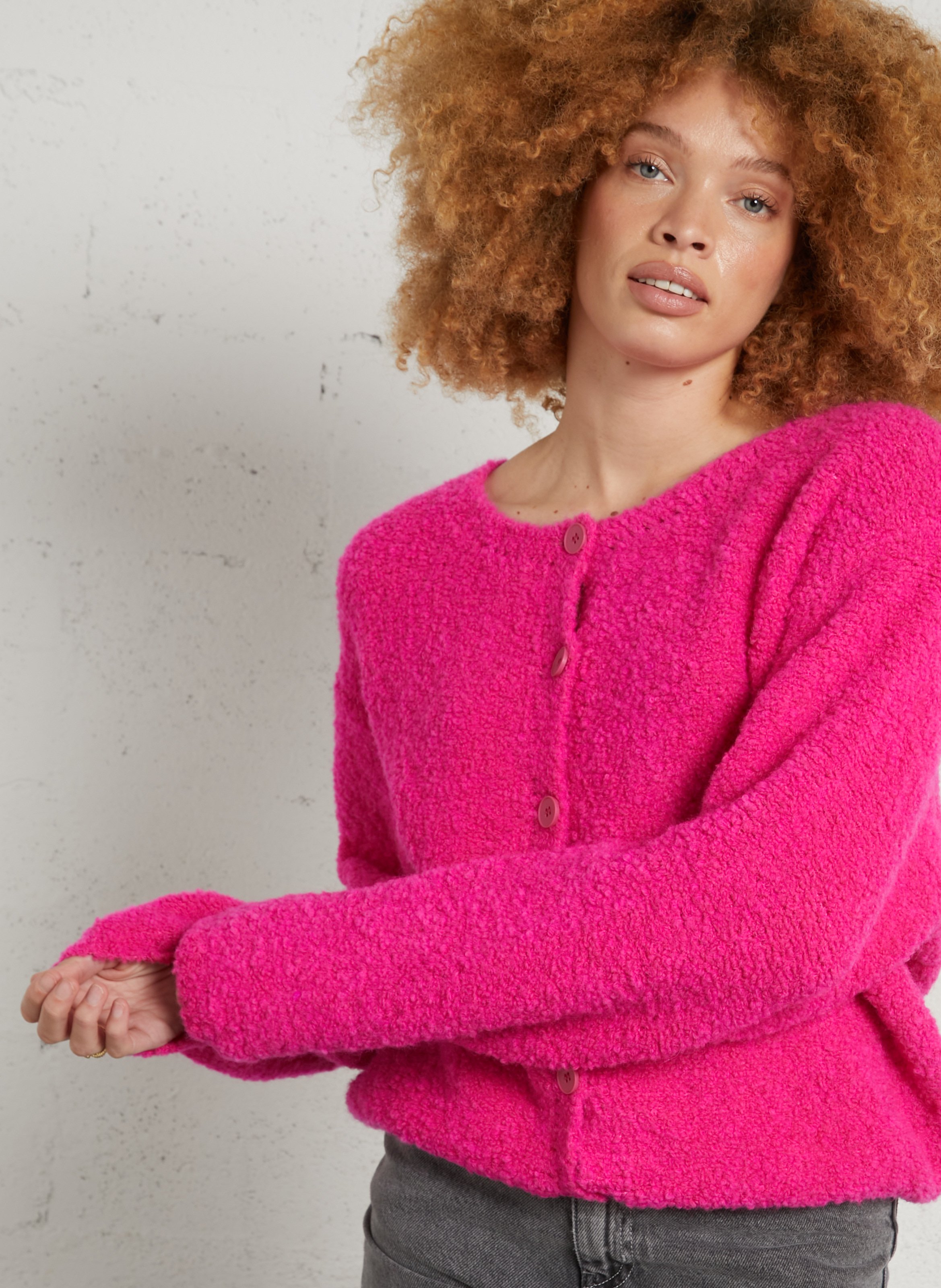 Oversized wool-blend cardigan AMERICAN VINTAGE Pink