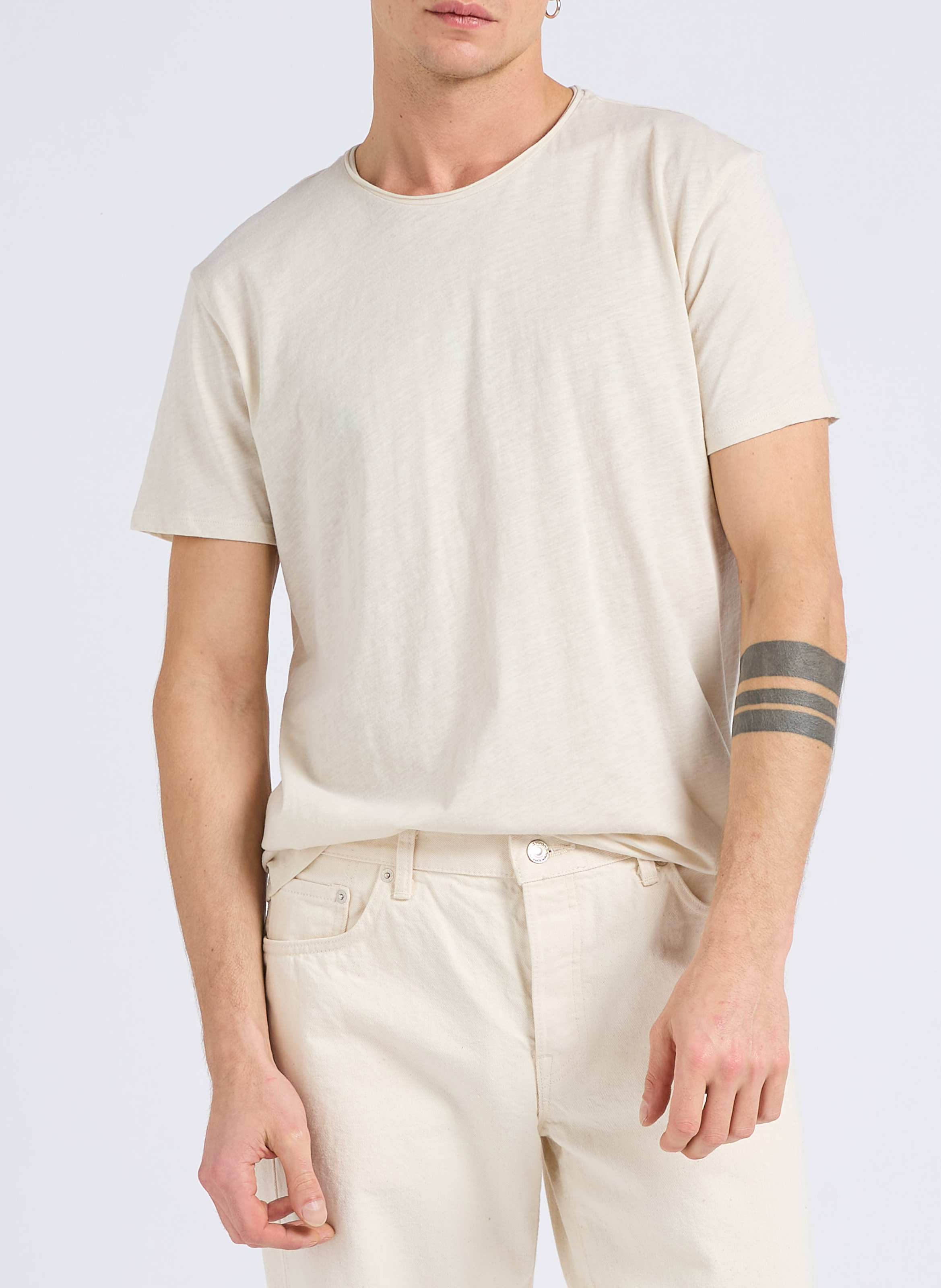 T-shirt van gevlamd katoen met ronde hals IKKS Wit