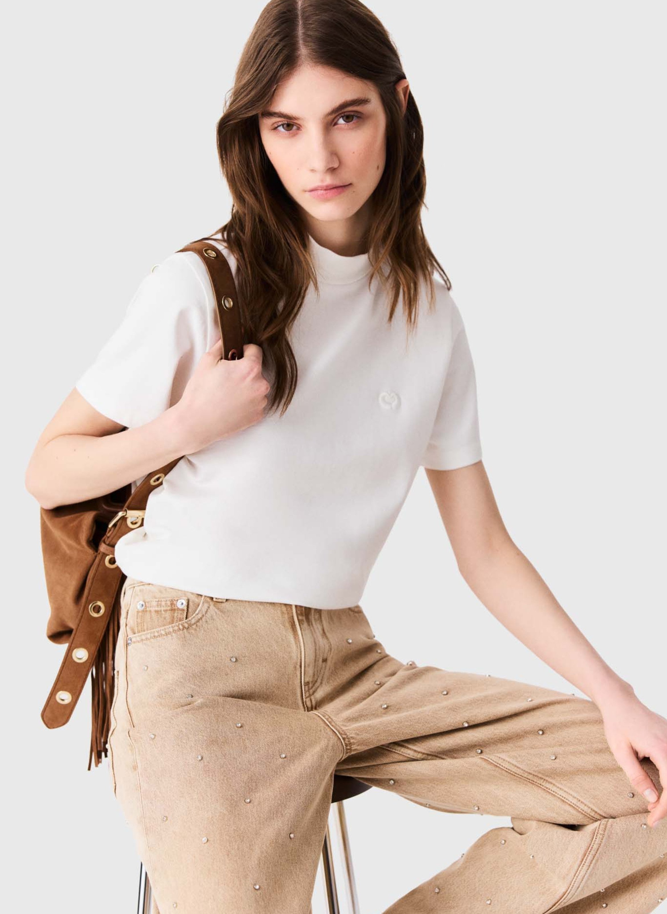 Straight-cut cotton T-shirt MAJE White