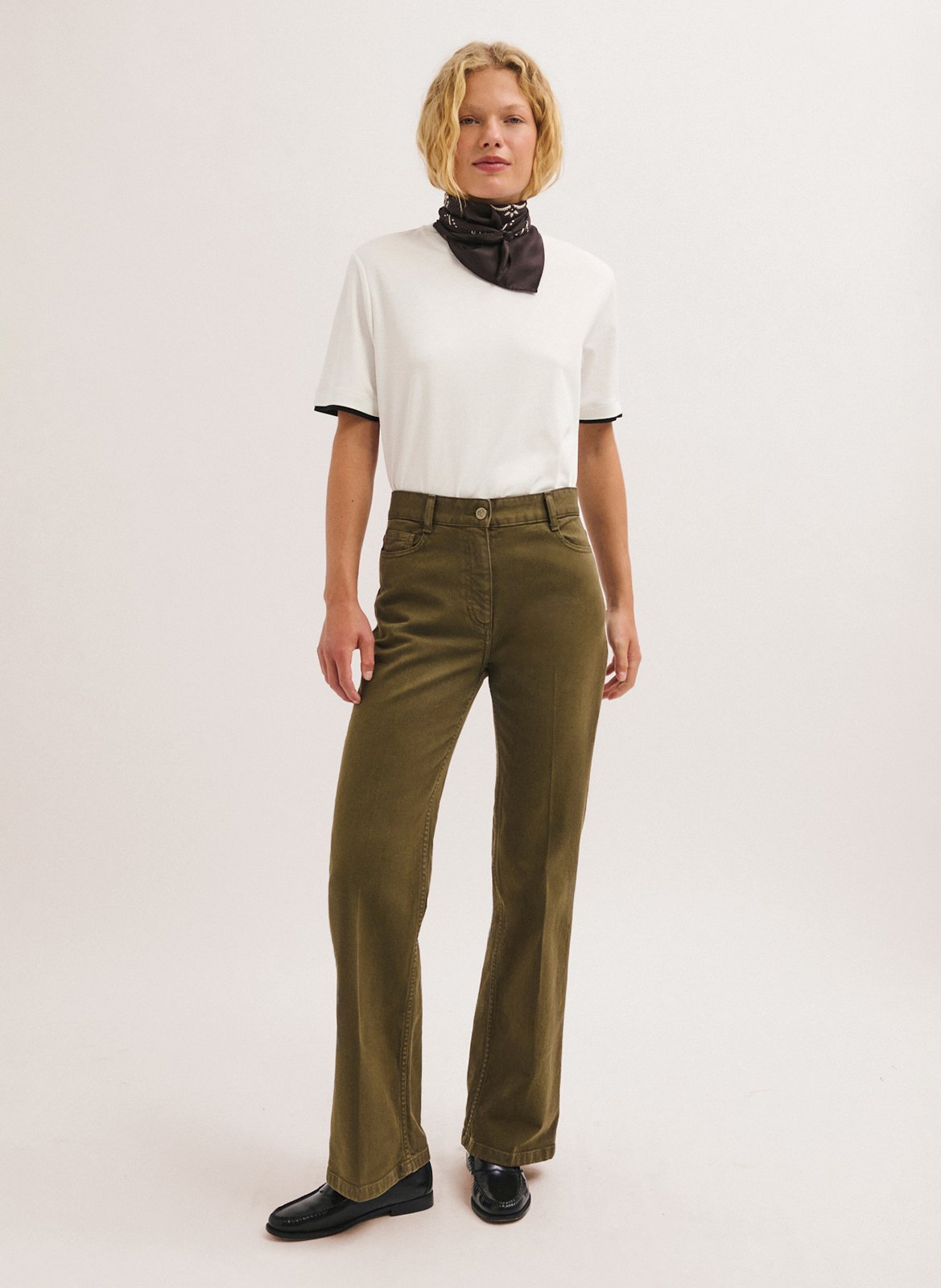 Wide-leg cotton-blend jeans PABLO Khaki