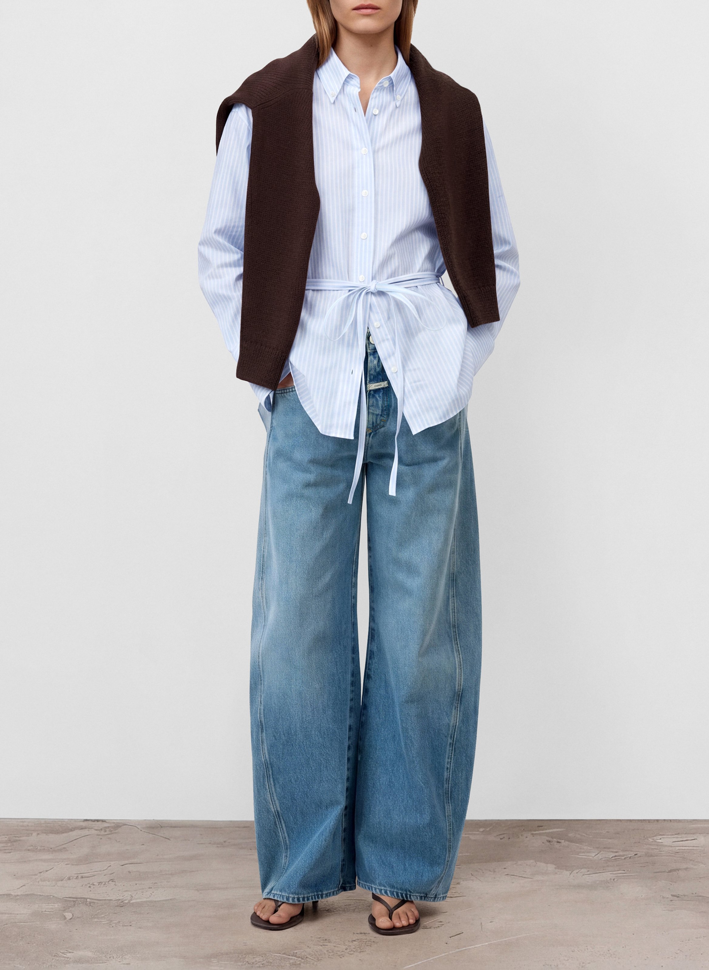 Belted striped shirt CLOSED Blue