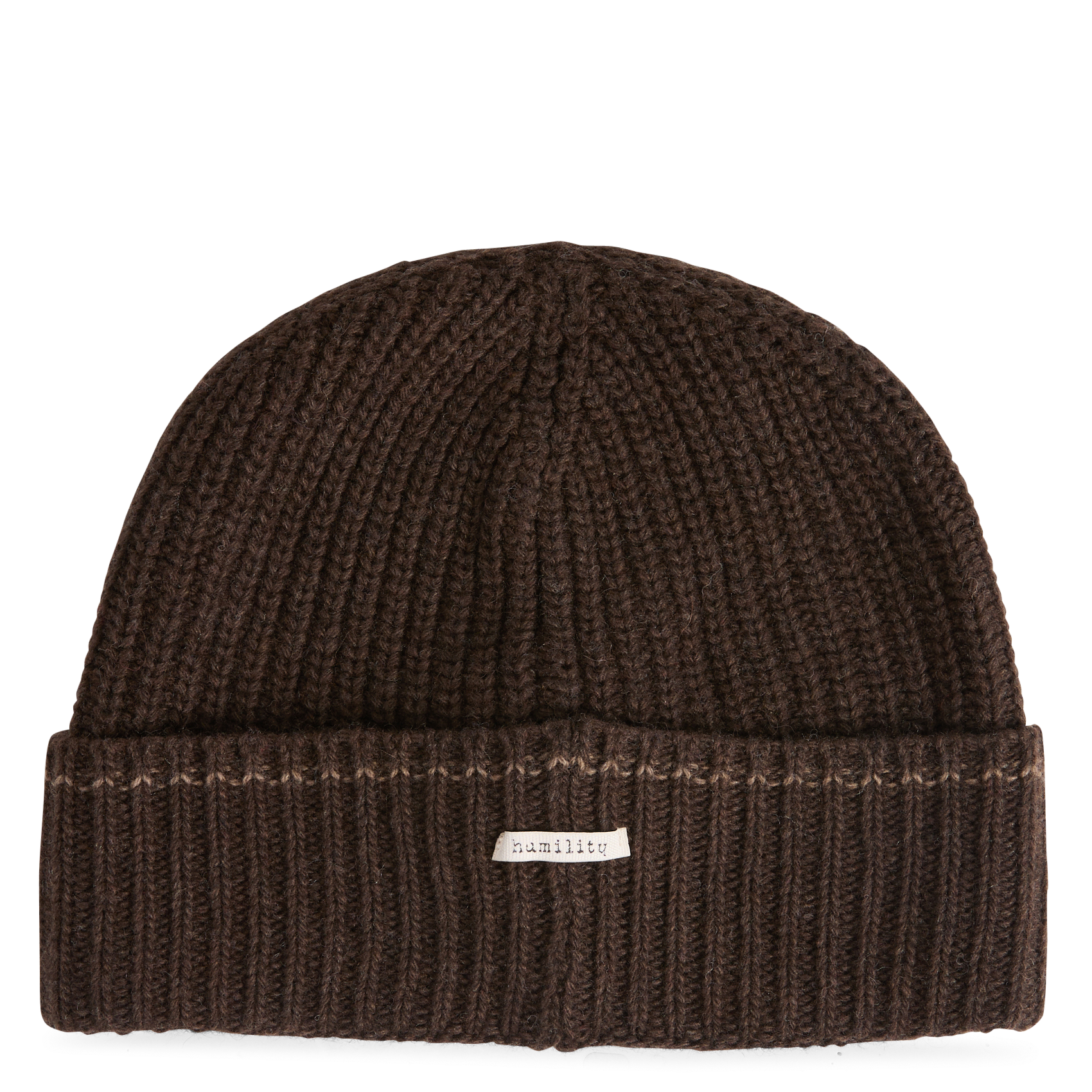Bonnet en maille à large revers HUMILITY Marron
